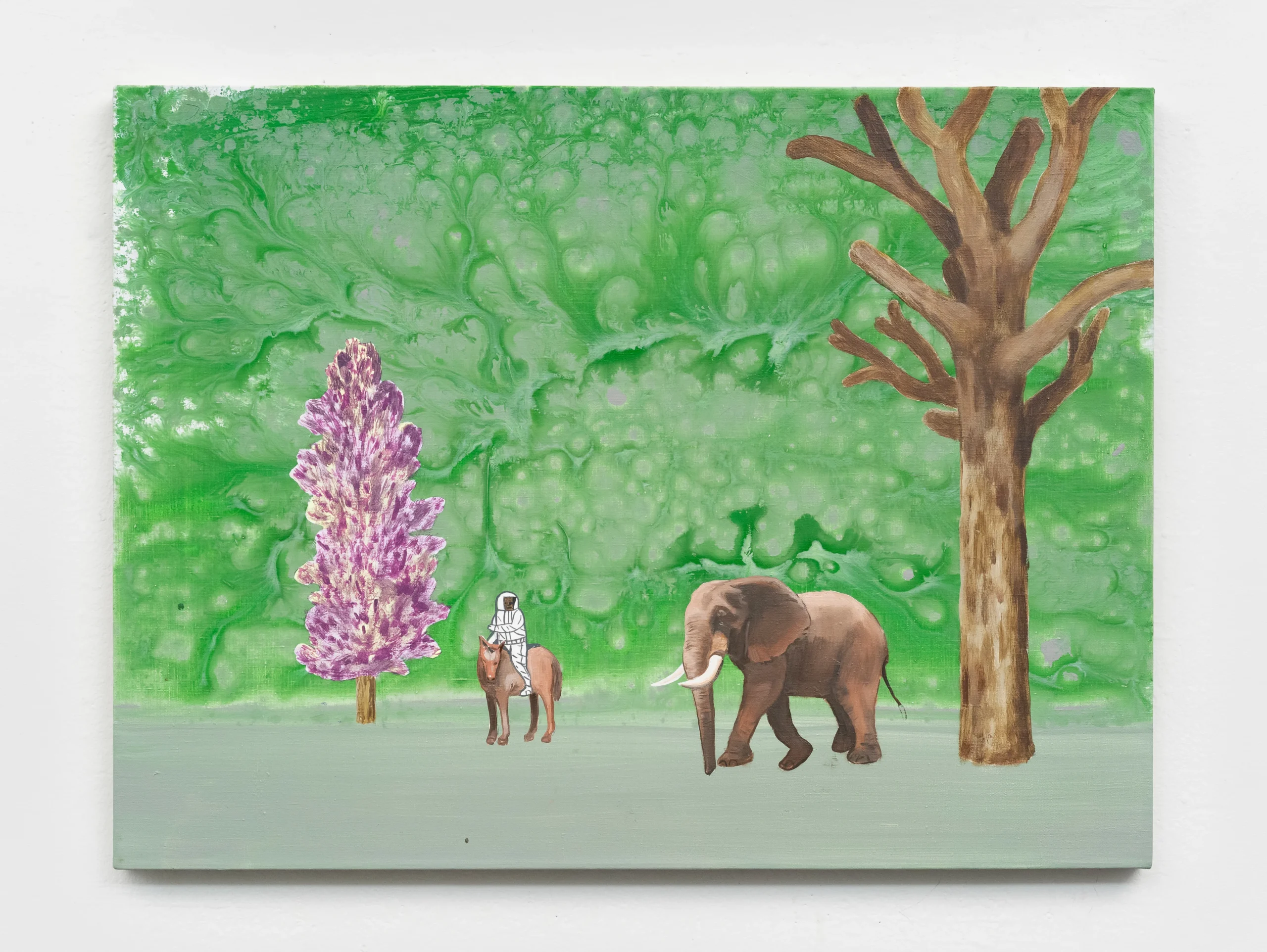 <p>David Huffman<br /><em>Many Rivers</em>, 2025<br />Acrylic, gouache and mixed ground on linen<br />18 x 24 x 3/4 inches / 45.7 x 61 x 1.9 cm</p>
