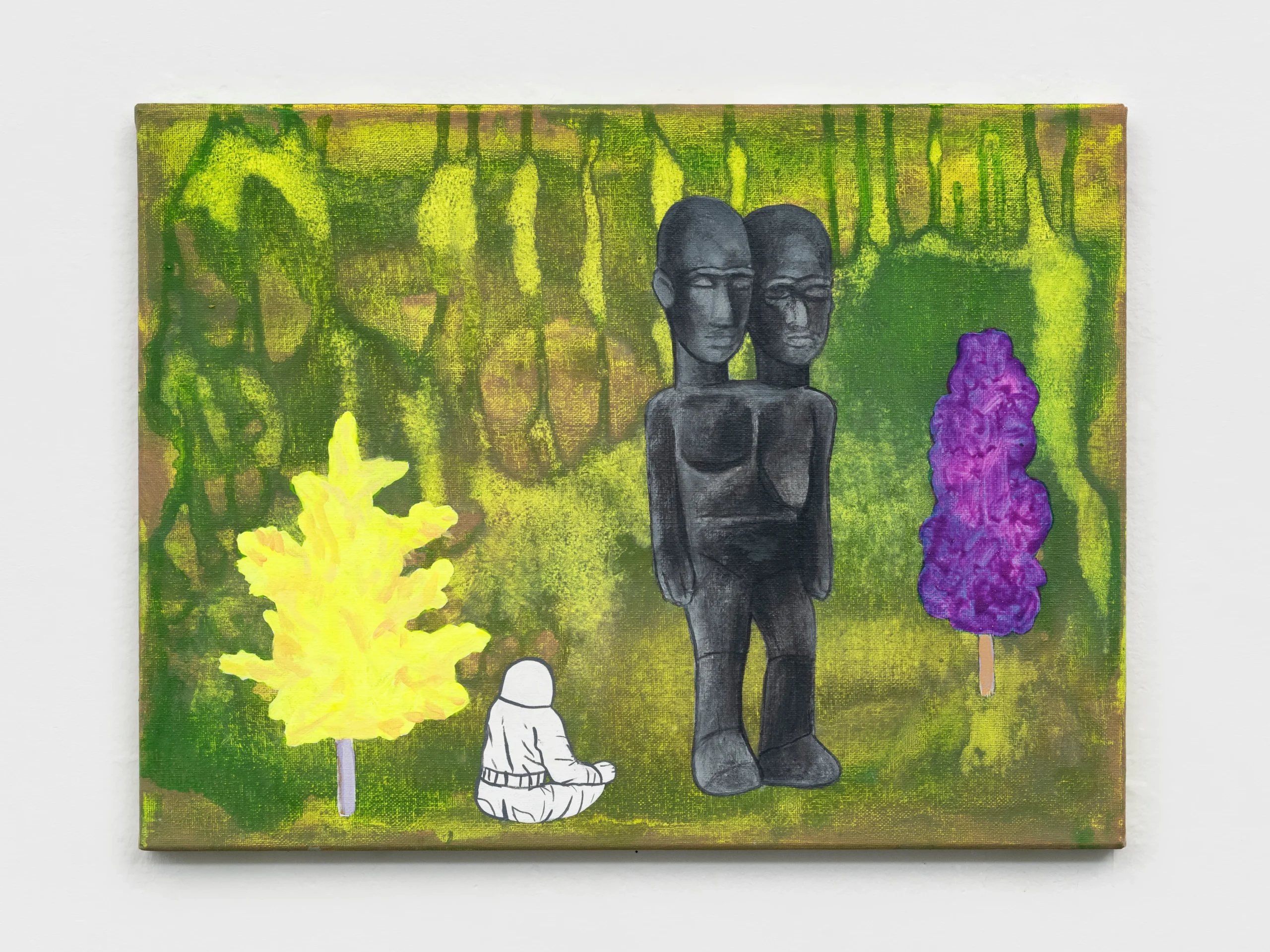 <p>David Huffman<br /><em>Lobi</em>, 2025<br />Acrylic and gouache on canvas<br />12 1/4 x 16 x 3/4 inches / 31.1 x 40.6 x 1.9 cm</p>
