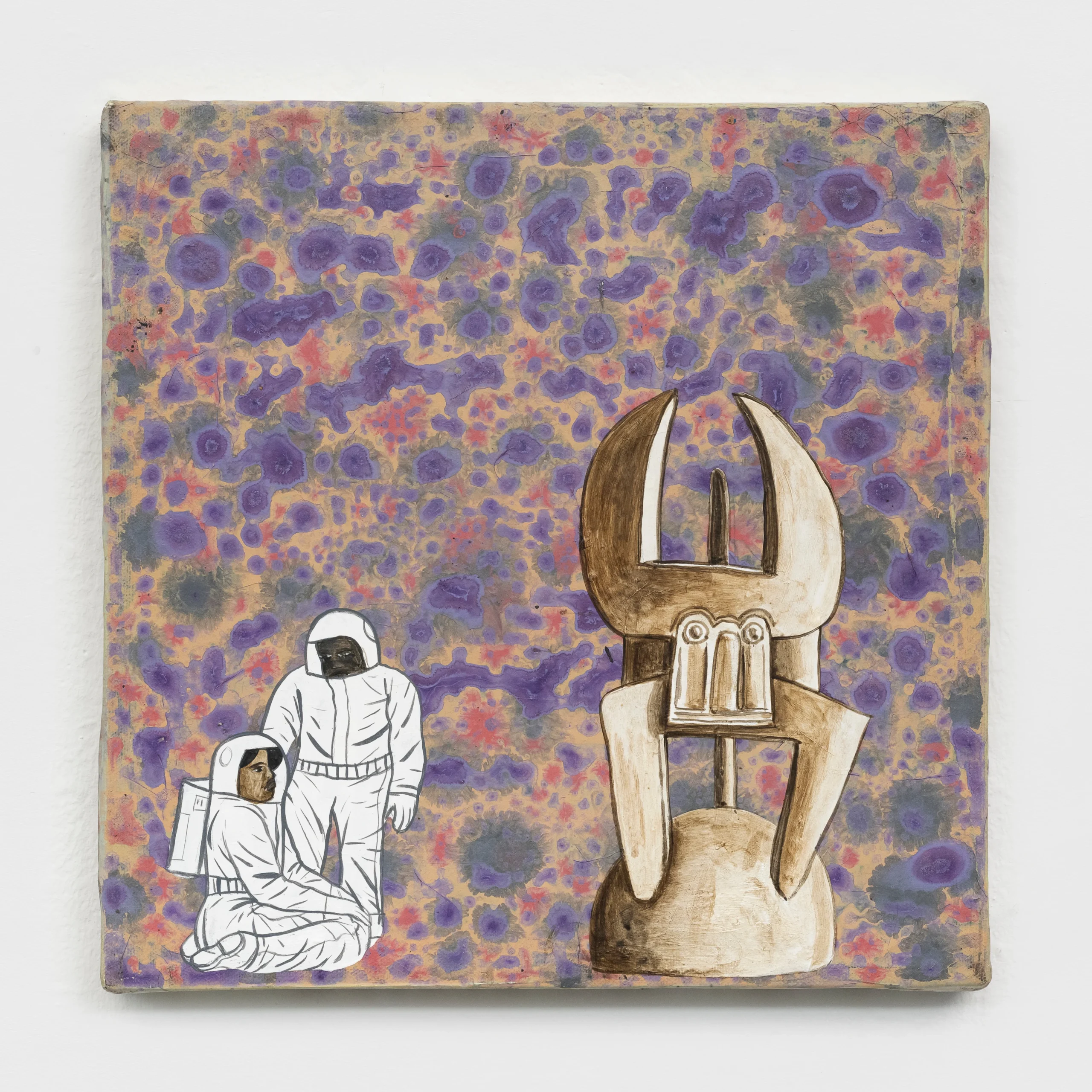 David Huffman<br><em>Initiation</em>, 2025<br>Acrylic and mixed ground on canvas<br>12 x 12 1/4 x 3/4 inches / 30.5 x 31.1 x 1.9 cm