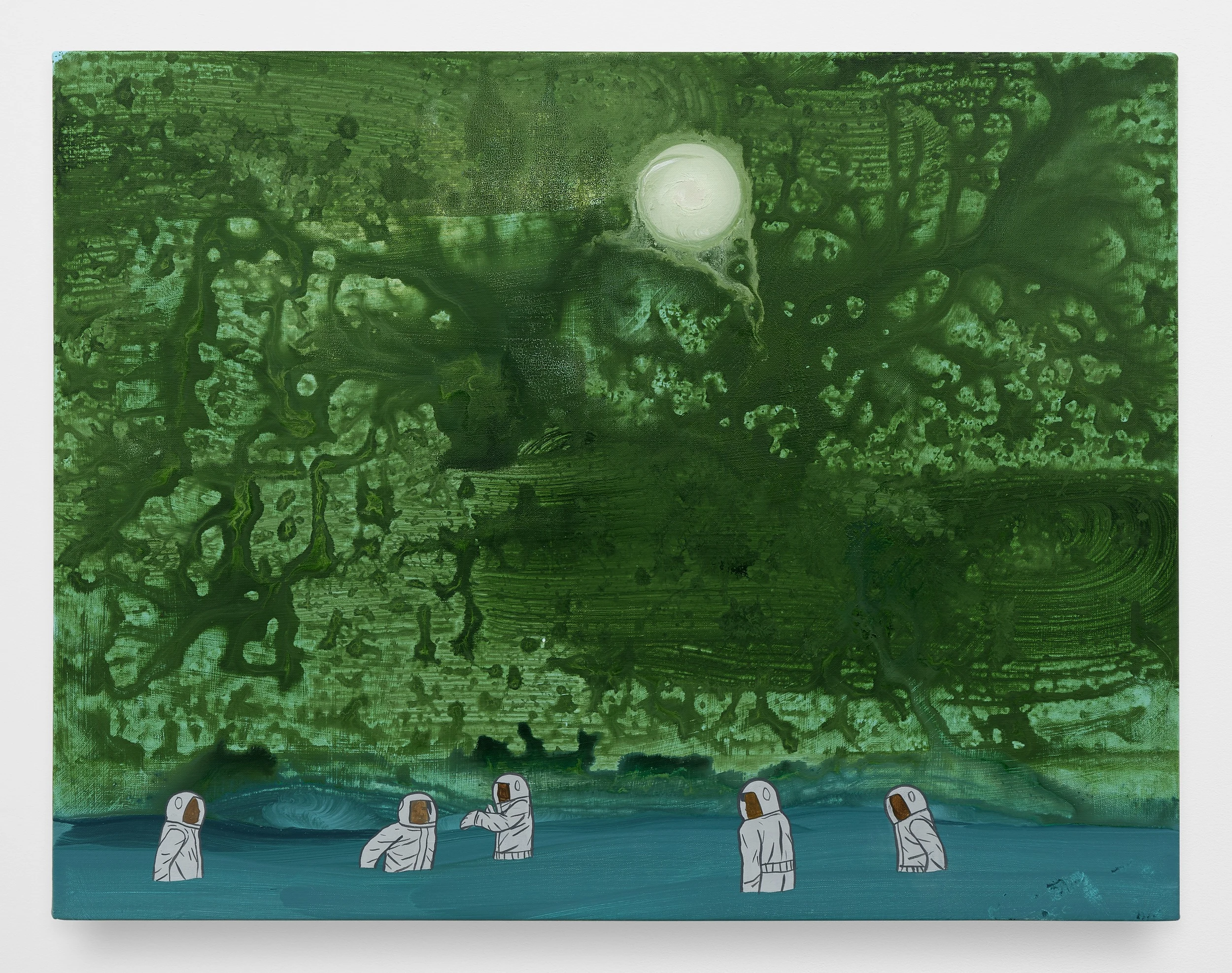 <p>David Huffman<br /><em>Communion</em>, 2025<br />Acrylic, gouache and mixed ground on linen<br />20 x 26 x 3/4 inches / 50.8 x 66 x 1.9 cm</p>
