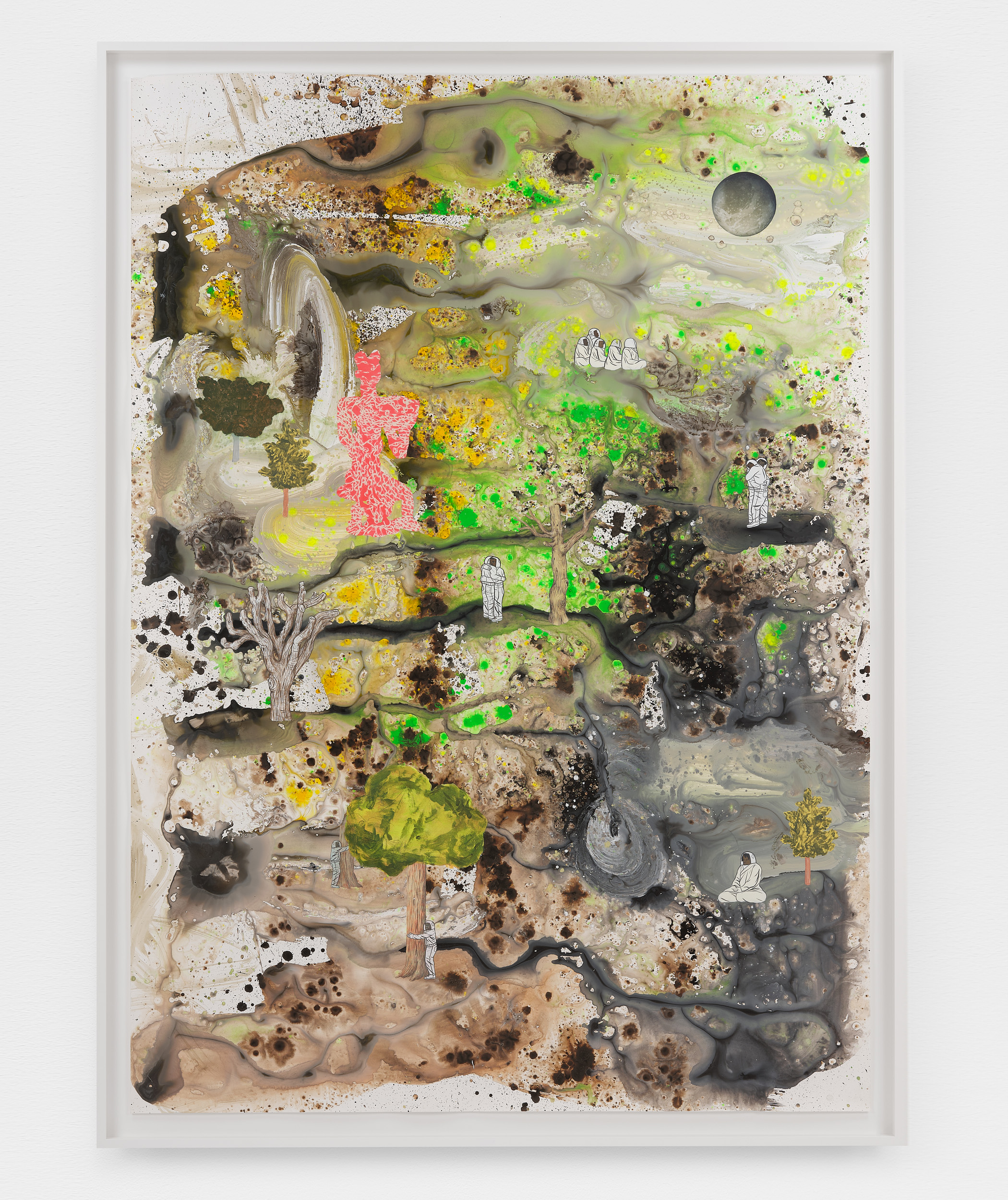 David Huffman<br><em>Ancestors of the Ascending Self</em>, 2025<br>Acrylic, gouache and collage on Yupo<br>88 x 64 x 3 inches / 223.5 x 162.6 x 7.62 cm