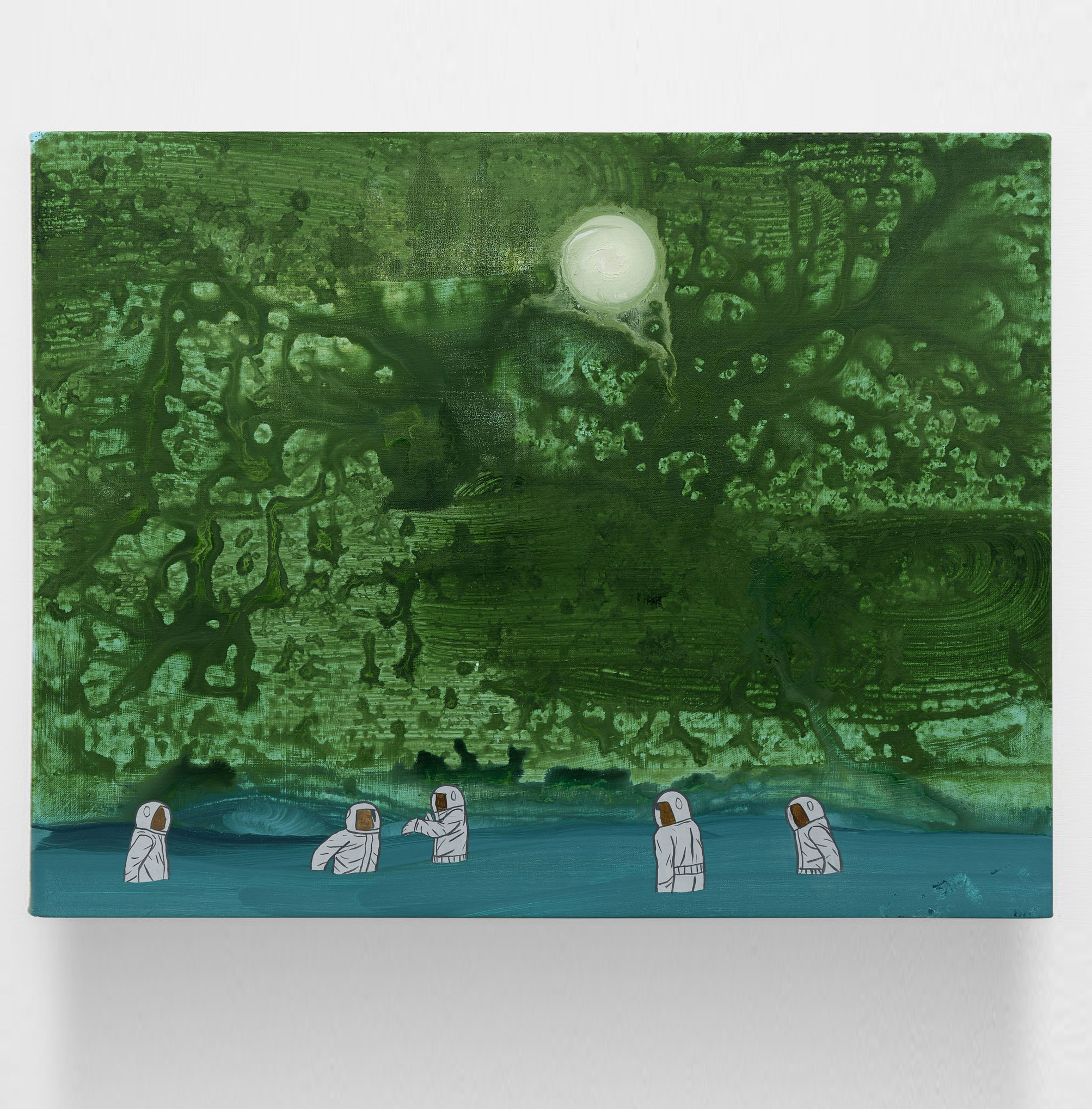 David Huffman<br><em>Communion</em>, 2025<br>Acrylic, gouache and mixed ground on linen<br>20 x 26 x 3/4 inches / 50.8 x 66 x 1.9 cm