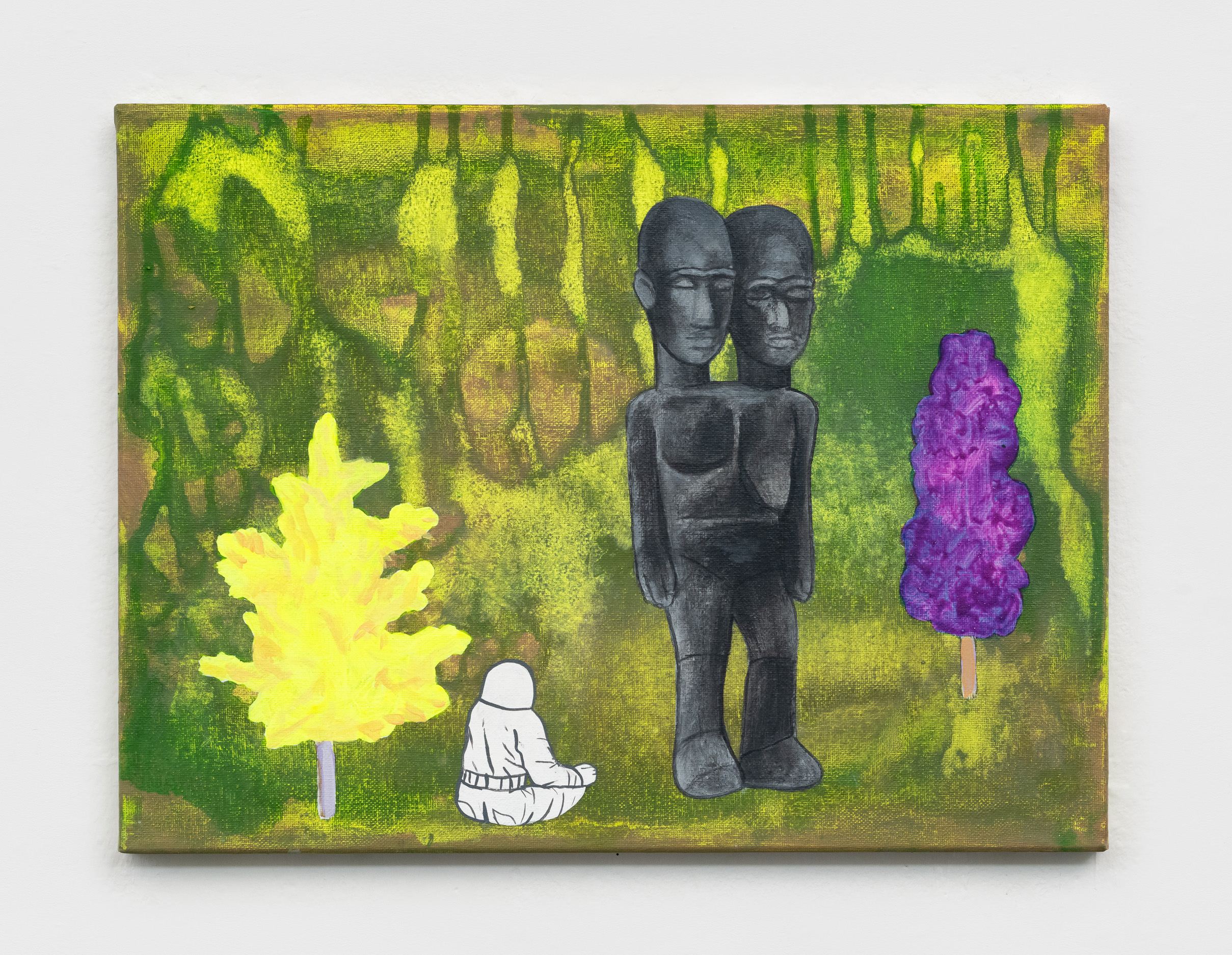 David Huffman<br><em>Lobi</em>, 2025<br>Acrylic and gouache on canvas<br>12 1/4 x 16 x 3/4 inches / 31.1 x 40.6 x 1.9 cm