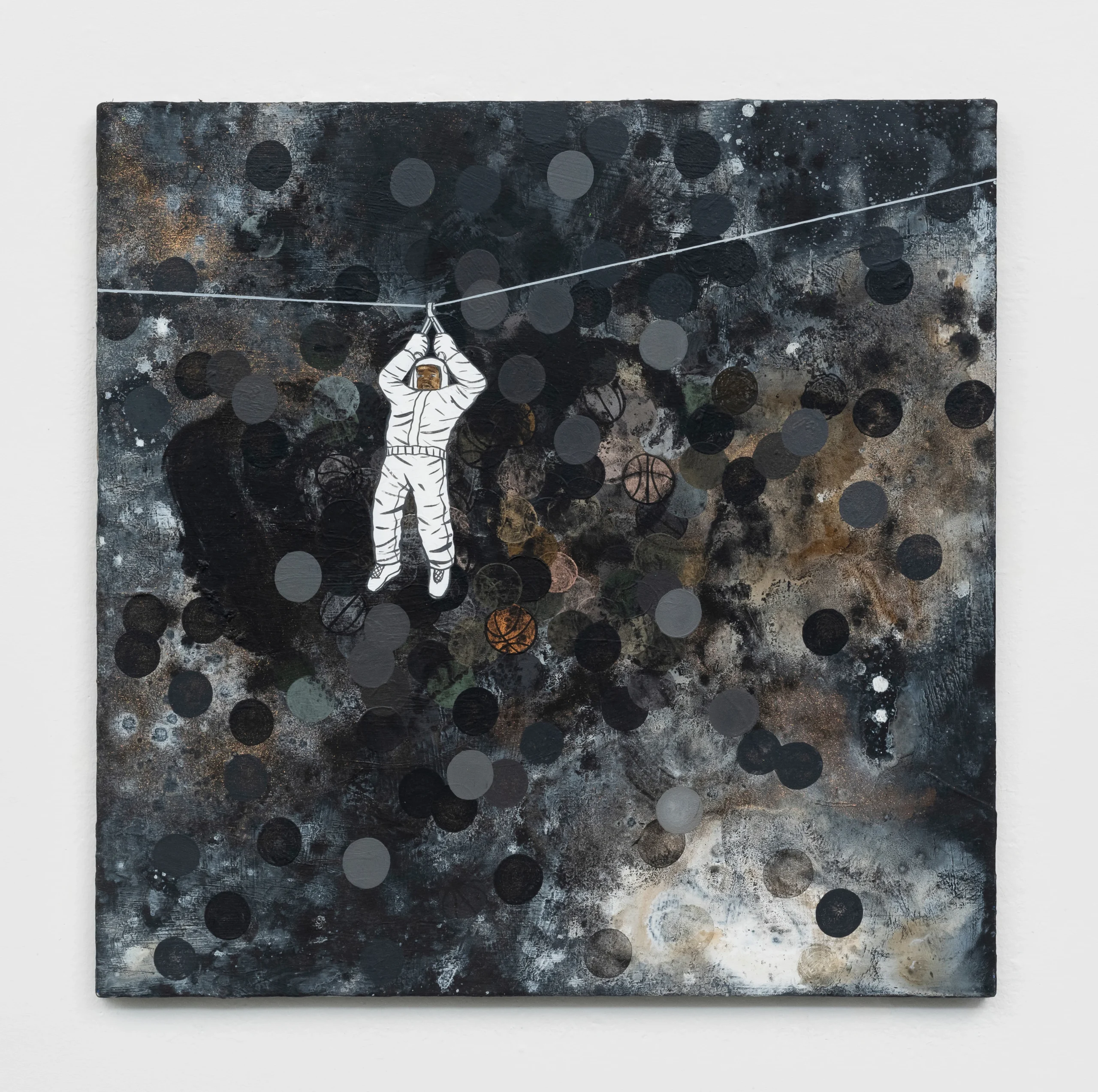 David Huffman<br><em>Voyager</em>, 2025<br>Acrylic, gouache and glitter on canvas<br>24 x 24 x 3/4 inches / 61 x 61 x 1.9 cm