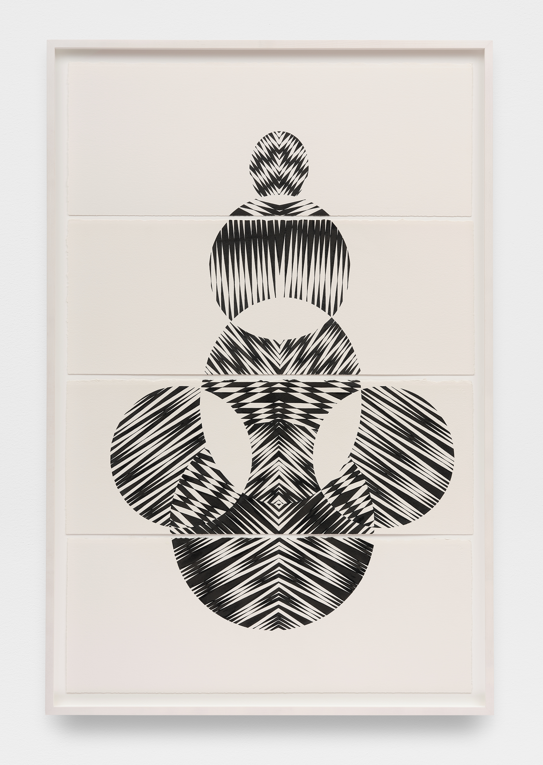<p>Andrea Carlson<br /><em>The Being at the Front of the Canoe</em>, 2025<br />Sumi ink and gouache on paper<br />49 5/8 x 32 7/8 x 2 inches / 126 x 83.5 x 5.1 cm<br />Assembled suite of four</p>
