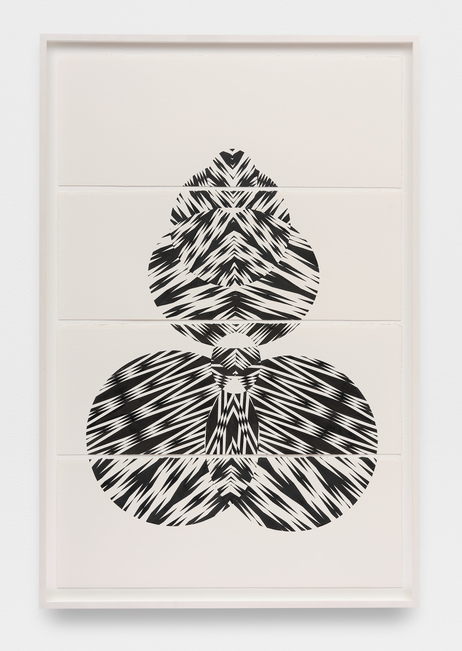 <p>Andrea Carlson<br /><em>The Being at the Back of the Canoe</em>, 2025<br />Sumi ink and gouache on paper<br />49 5/8 x 32 7/8 x 2 inches / 126 x 83.5 x 5.1 cm<br />Assembled suite of four</p>
