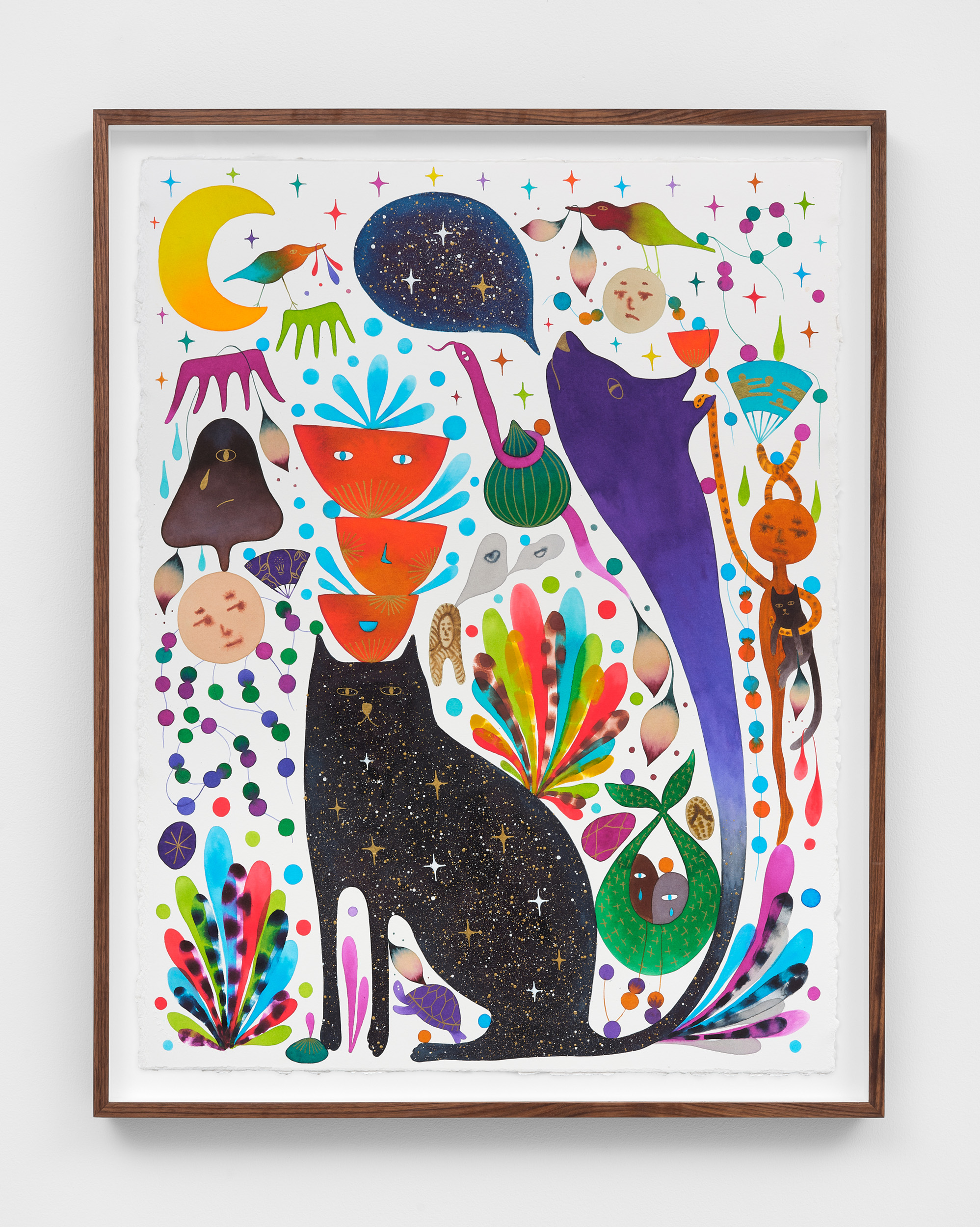 Masako Miki<br><em>Infinite Cat's Whispers</em>, 2025<br>Watercolor and ink on paper<br>32 3/4 x 25 3/4 x 1 3/4 inches / 83.2 x 65.4 x 4.4 cm