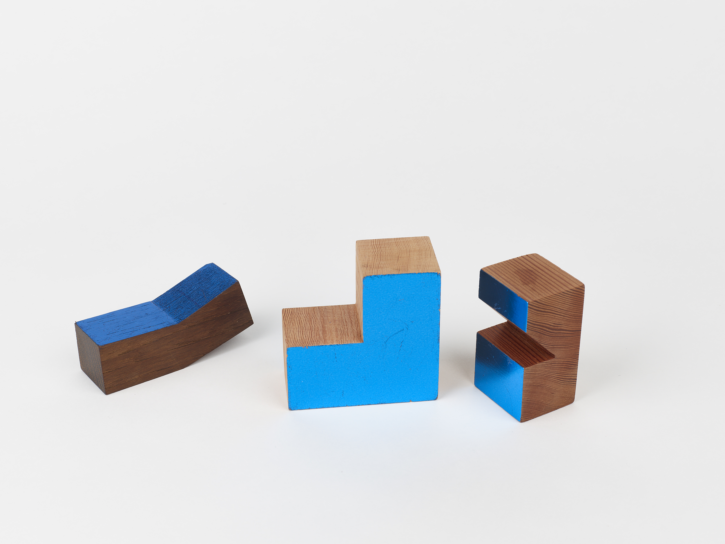 <p>Catherine Wagner<br /><em>Blue Facets VIII</em>, 2025<br />Wood with blue leaf<br />2 – 5 inches / 5.1 – 12.7 cm</p>
