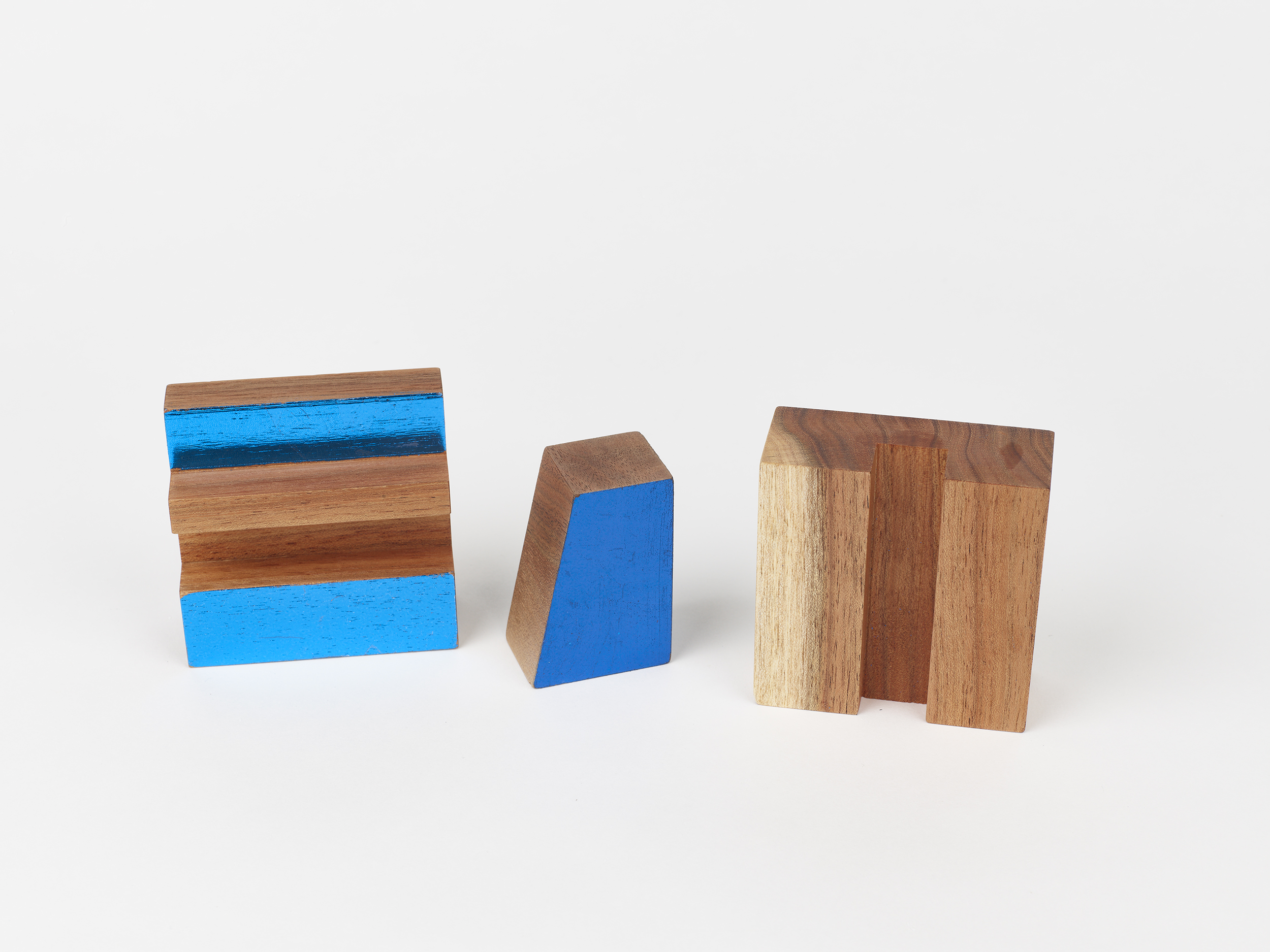 <p>Catherine Wagner<br /><em>Blue Facets VII</em>, 2025<br />Wood with blue leaf<br />2 – 5 inches / 5.1 – 12.7 cm</p>
