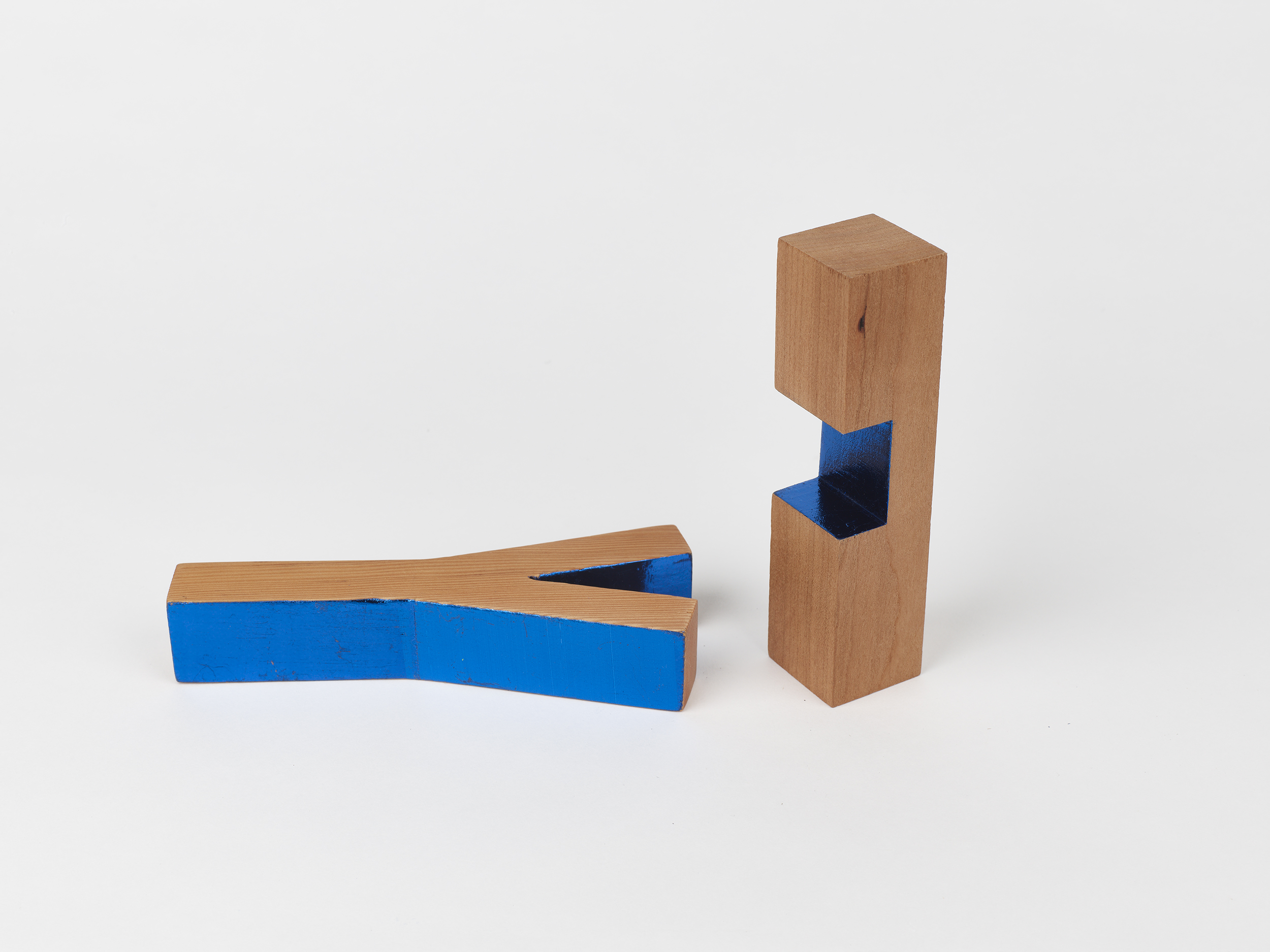 <p>Catherine Wagner<br /><em>Blue Facets III</em>, 2025<br />Wood with blue leaf<br />2 – 5 inches / 5.1 – 12.7 cm</p>
