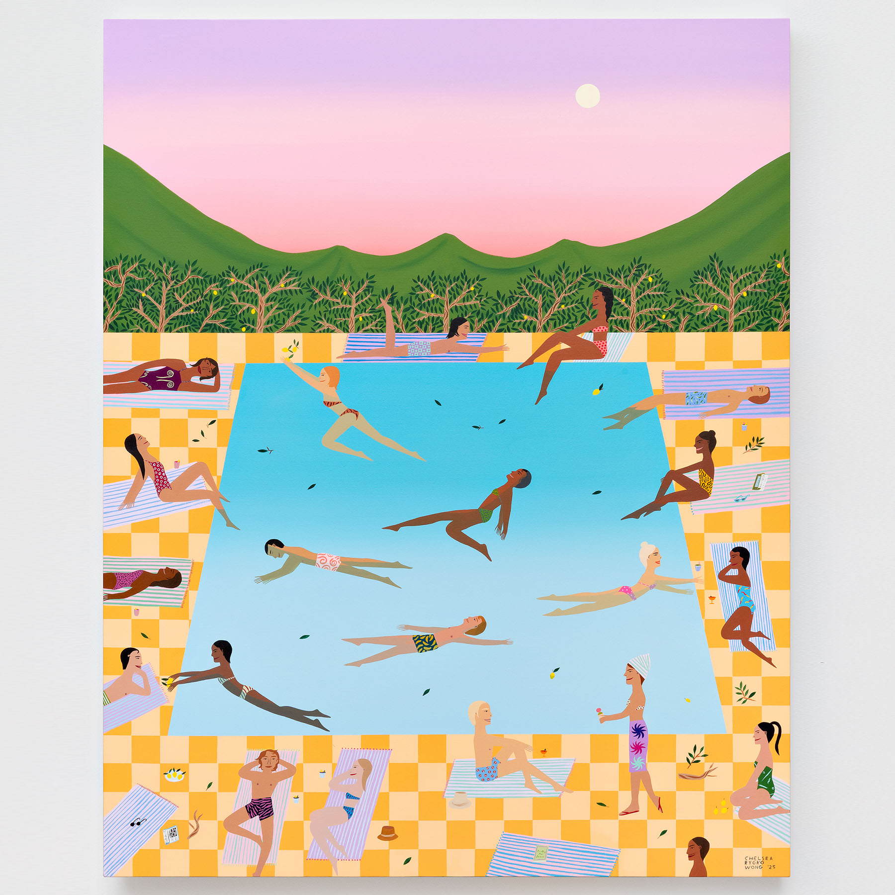 <p>Chelsea Ryoko Wong<br /><em>This Holy Dip</em>, 2025<br />Acrylic on canvas<br />60 x 48 x 1 3/4 inches / 152.4 x 121.9 x 4.4 cm</p>
