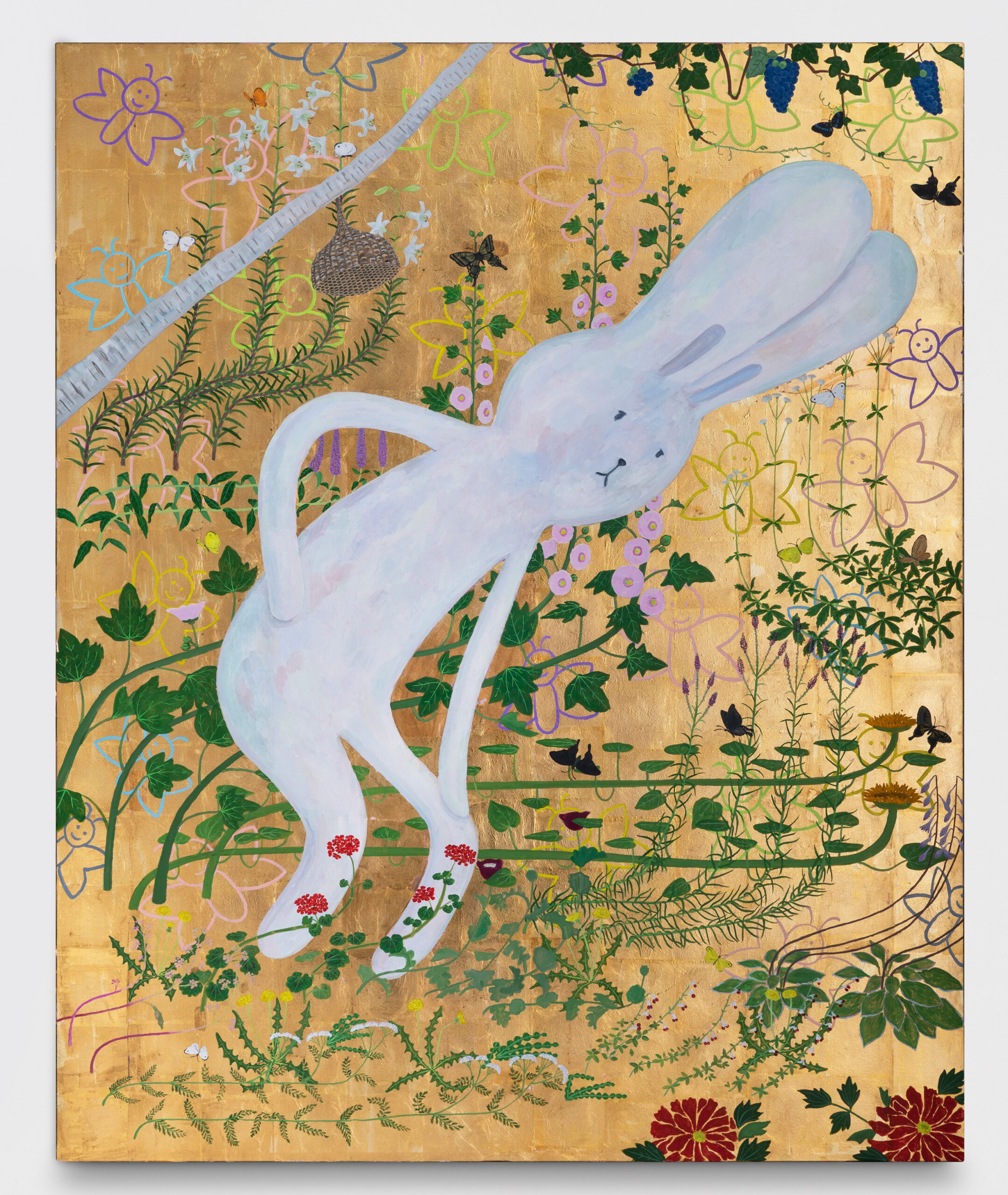 Atsushi Kaga<br><em>Nature's Resilience</em>, 2025<br>Acrylic and mixed metal leaf on canvas<br>82 5/8 x 66 7/8 x 1 inches / 209.9 x 169.9 x 2.5 cm
