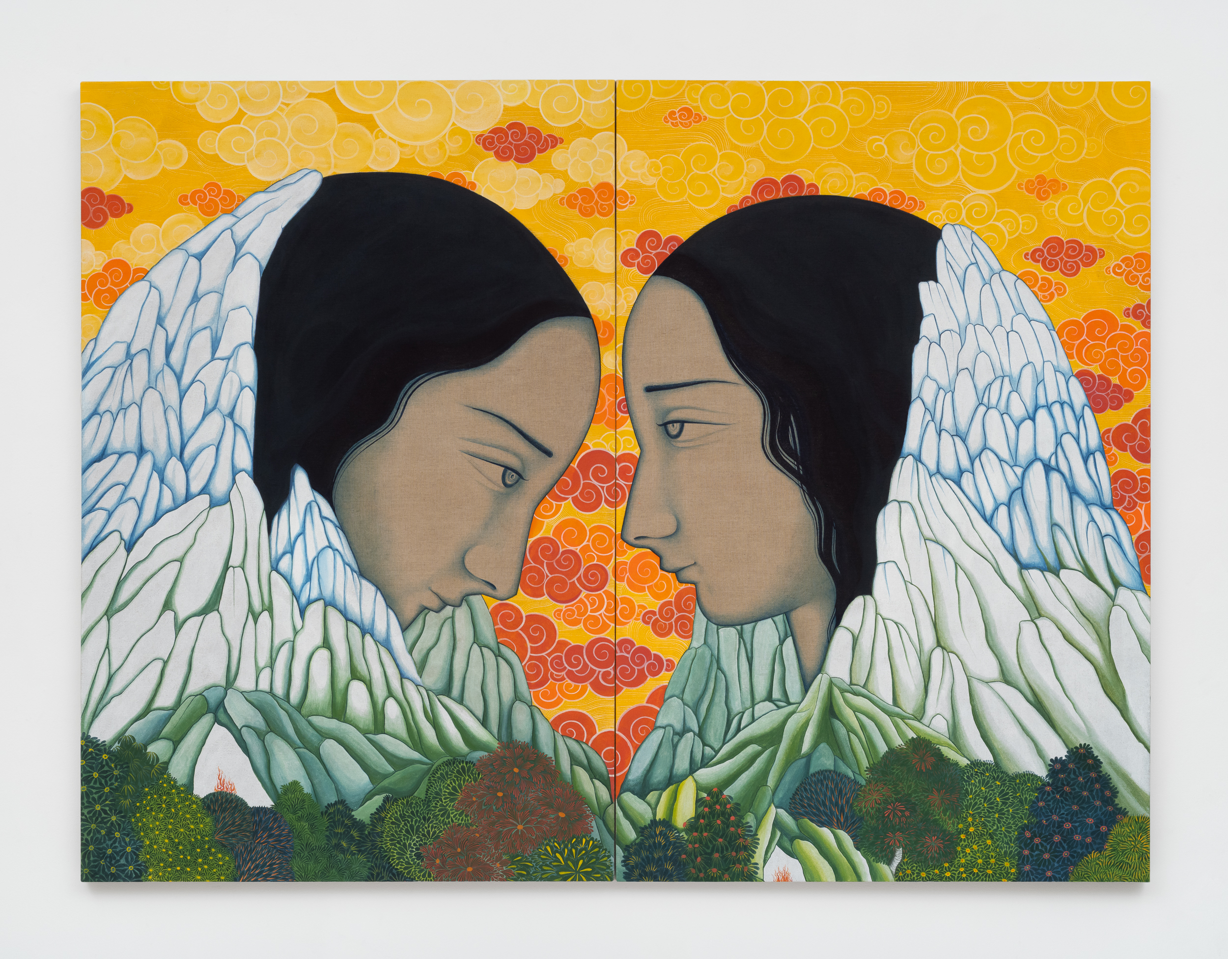 <p>Rupy C. Tut<br /><em>Meet Me in the Mirror</em>, 2025<br />Handmade pigments on linen<br />60 x 80 x 1 1/4 inches / 152.4 x 203.2 x 3.175 cm</p>
