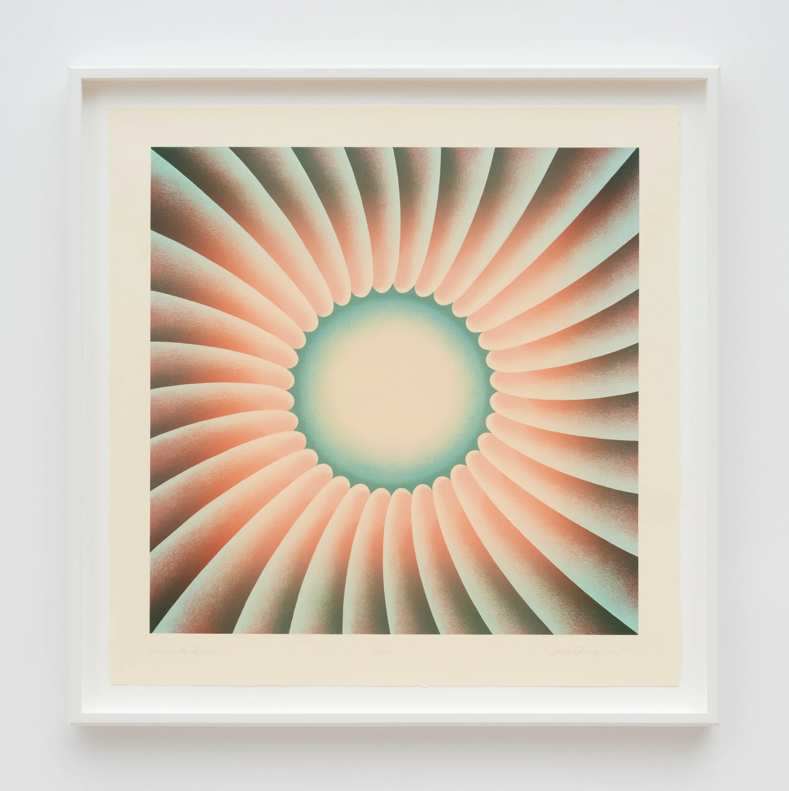 Judy Chicago<br><em>Through the Flower</em>, 1991<br>Serigraph<br>34 5/8 x 35 1/8 x 2 inches / 87.9 x 89.2 x 5.1 cm