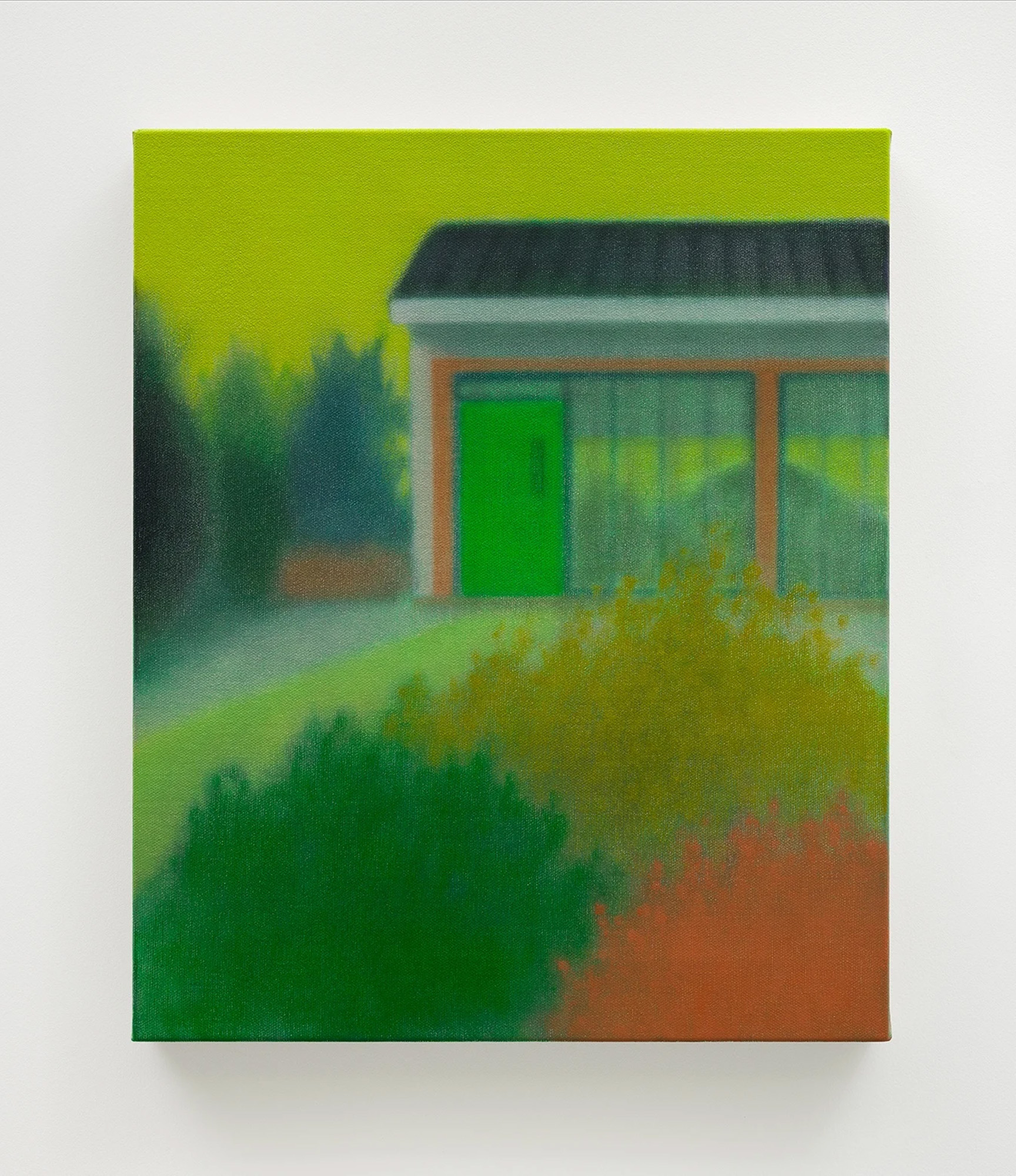 Guimi You<br><em>Green Door</em>, 2025<br>Oil on linen<br>18 1/8 x 15 x 1 1/8 inches / 46 x 38.2 x 3 cm