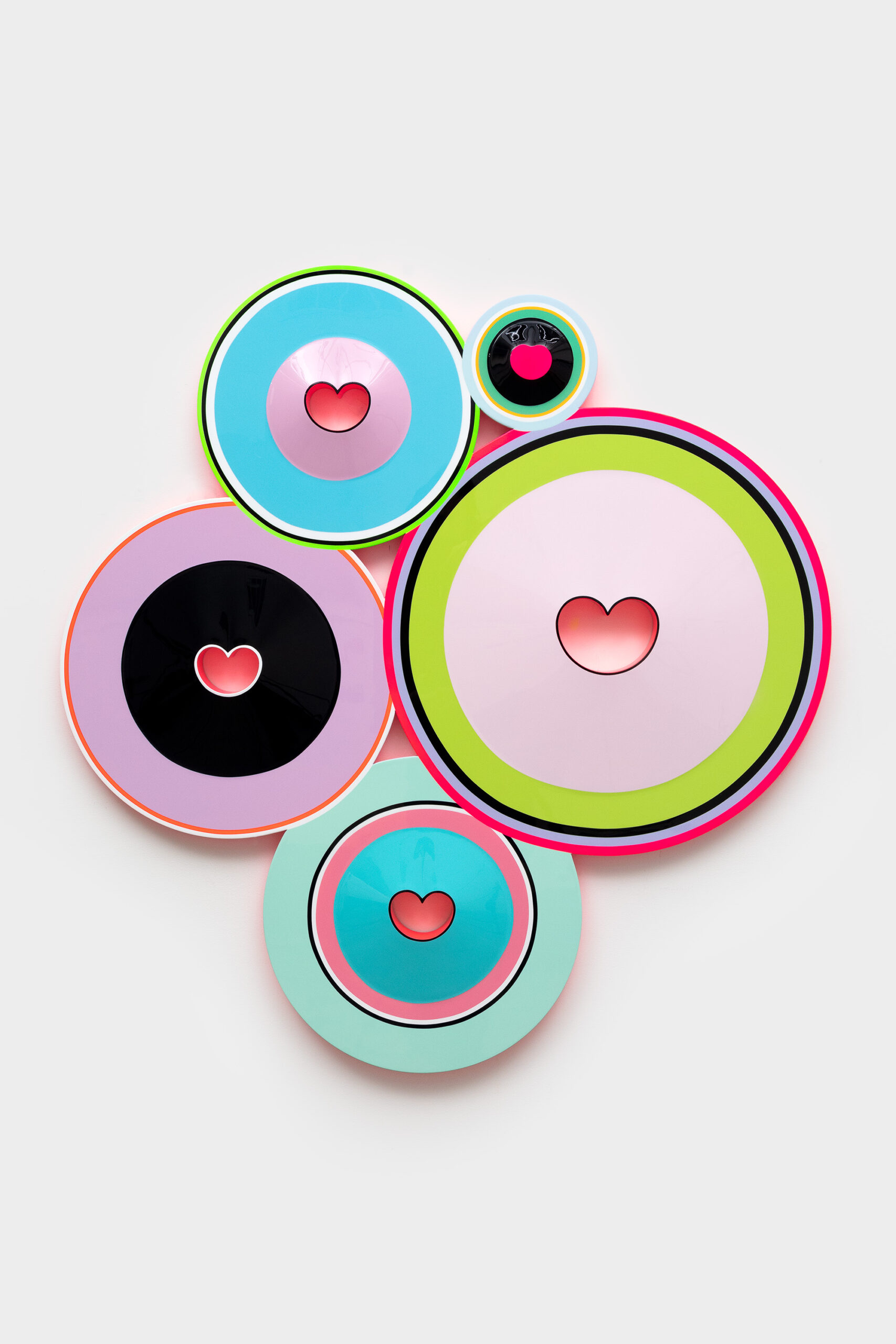 Beverly Fishman<br><em>Calm, Relief, Comfort</em>, 2025<br>Urethane paint on wood<br>44 x 43 x 2 inches / 111.8 x 109.2 x 5.1 cm