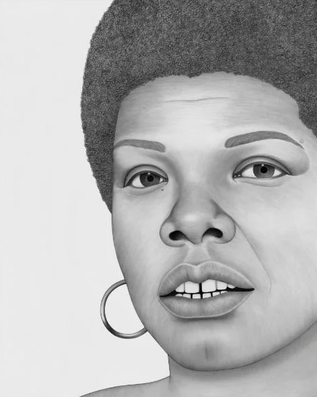 <p>Lava Thomas<br /><em>Portrait of Maya Angelou</em>, 2024<br />Graphite and Conté pencil on paper<br />73 3/4 x 59 3/8 inches / 187.3 x 150.8 cm</p>
