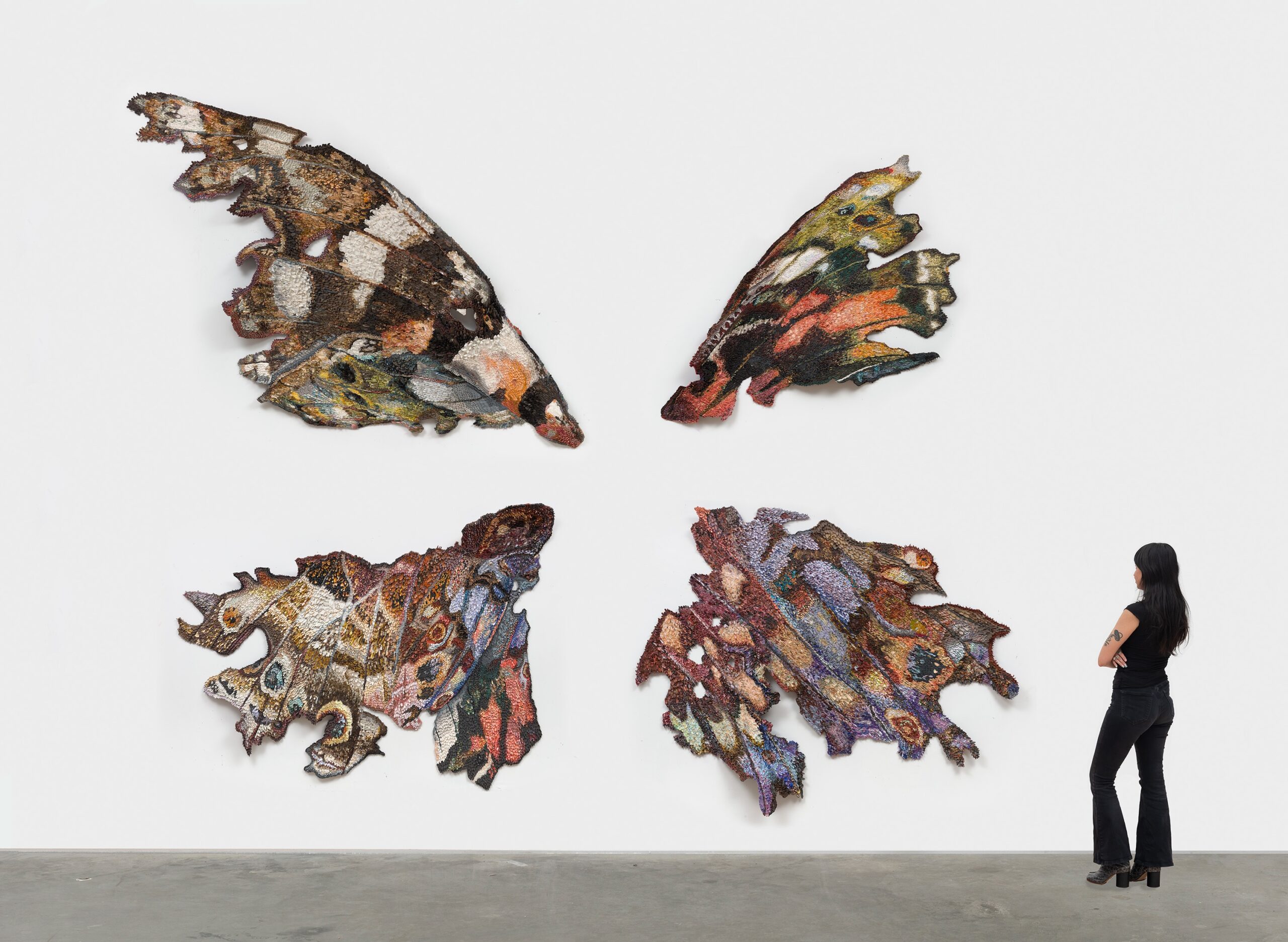 <p>Rebecca Manson<br /><em>Exploding Butterfly</em>, 2025<br />Porcelain, canvas, glaze, adhesives, hardware, pigment, dye, and thread<br />180 x 156 x 6 inches / 457.2 x 396.2 x 15.2 cm (Dimensions Variable)</p>
