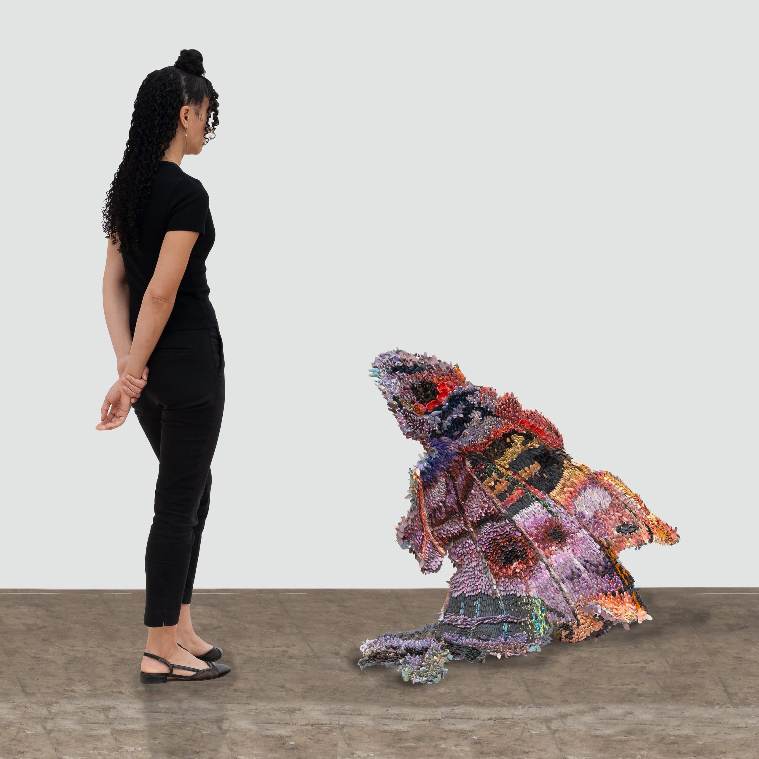 <p>Rebecca Manson<br /><em>Discal Shrapnel</em>, 2025<br />Porcelain, canvas, glaze, adhesives, steel, and nail polish<br />31 x 30 x 31 inches / 78.7 x 76.2 x 78.7 cm</p>
