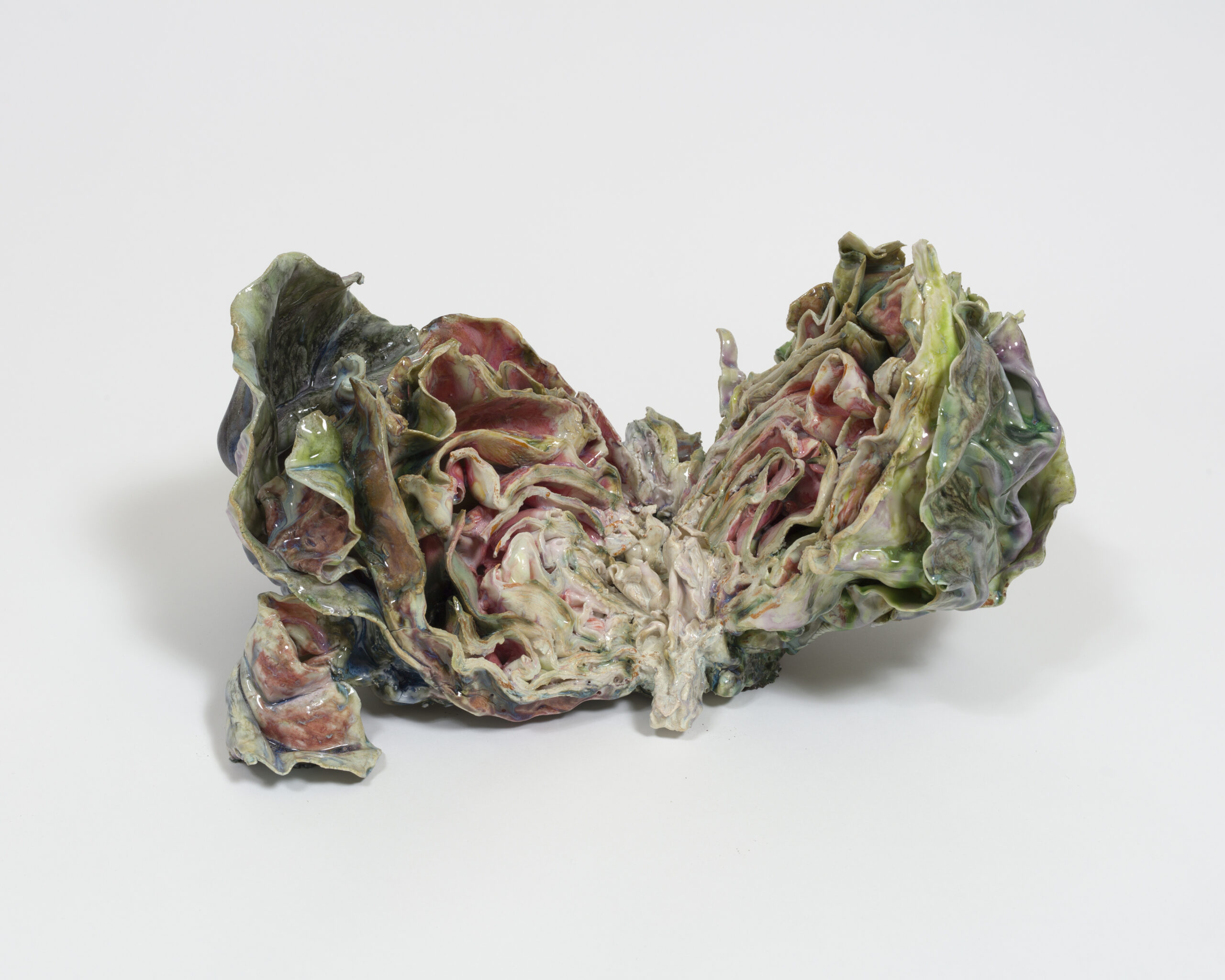 <p>Rebecca Manson<br /><em>Split Radicchio</em>, 2025<br />Porcelain, glaze, adhesives<br />14 x 19 x 12 inches / 35.6 x 48.3 x 30.5 cm</p>

