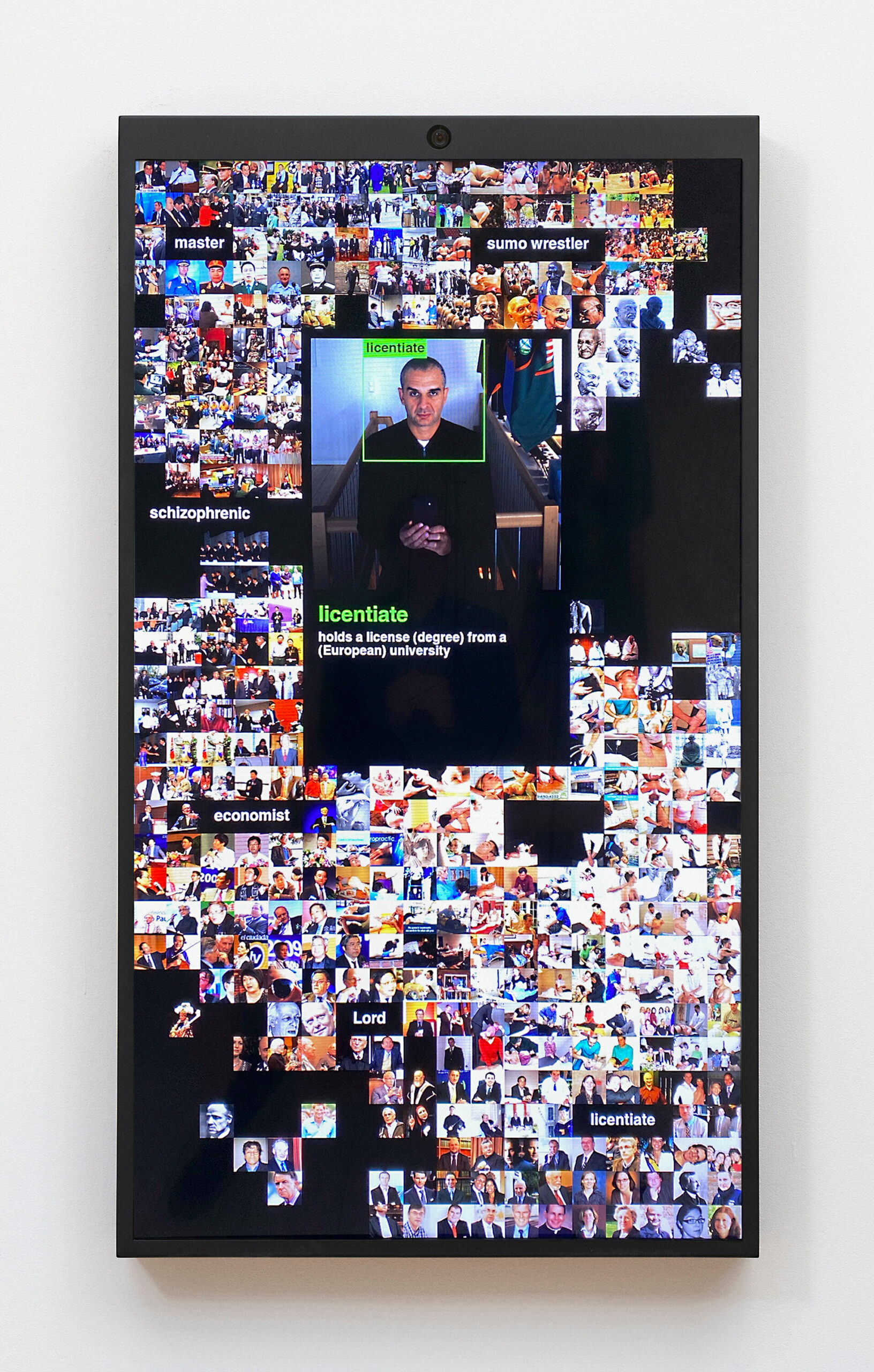 Trevor Paglen<br><em>Faces of ImageNet</em>, 2022<br>Interactive video installation<br>Dimensions variable<br>Edition of 3 plus 2 artist’s proofs