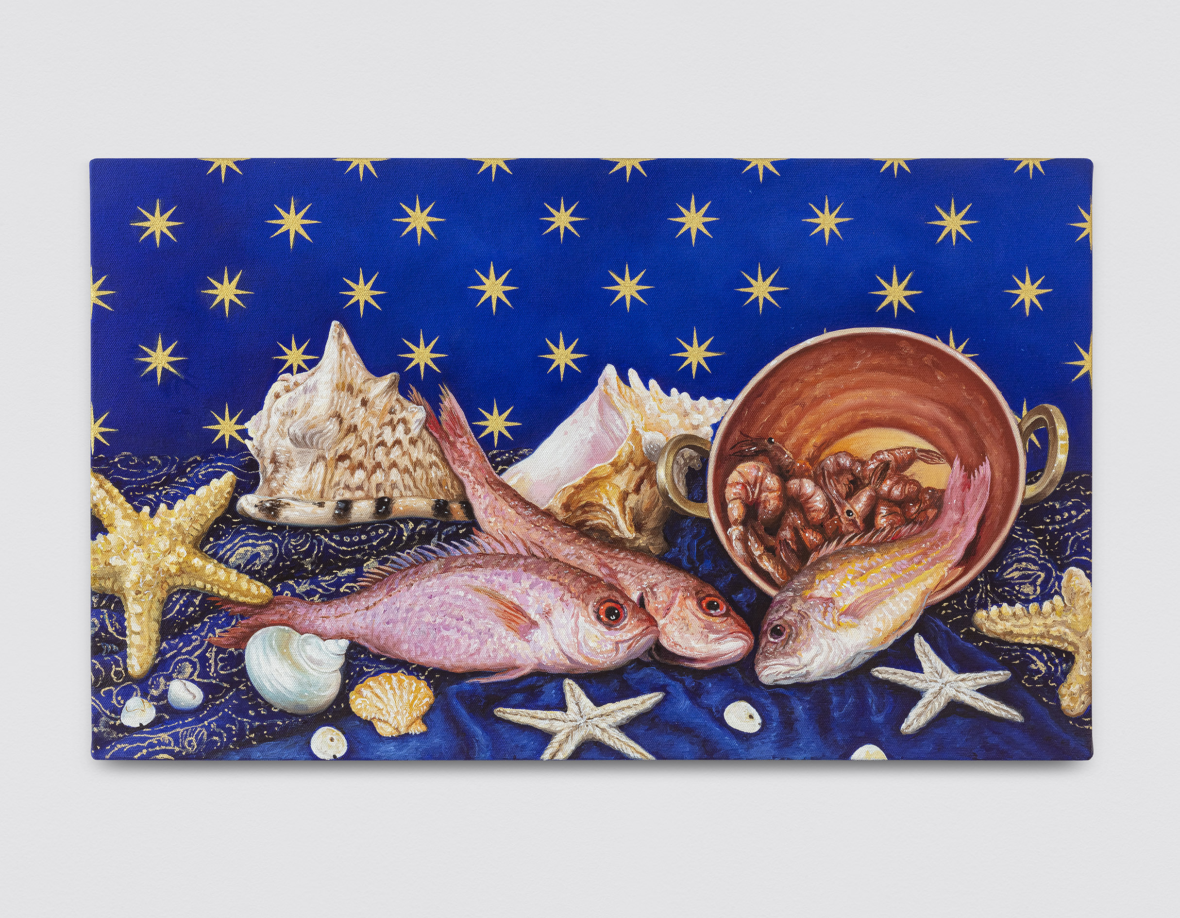 Ana Elisa Egreja<br><em>Natureza morta azul Ultramar</em>, 2025<br>Oil on canvas<br>14 1/8 x 23 5/8 inches / 36 x 60 cm