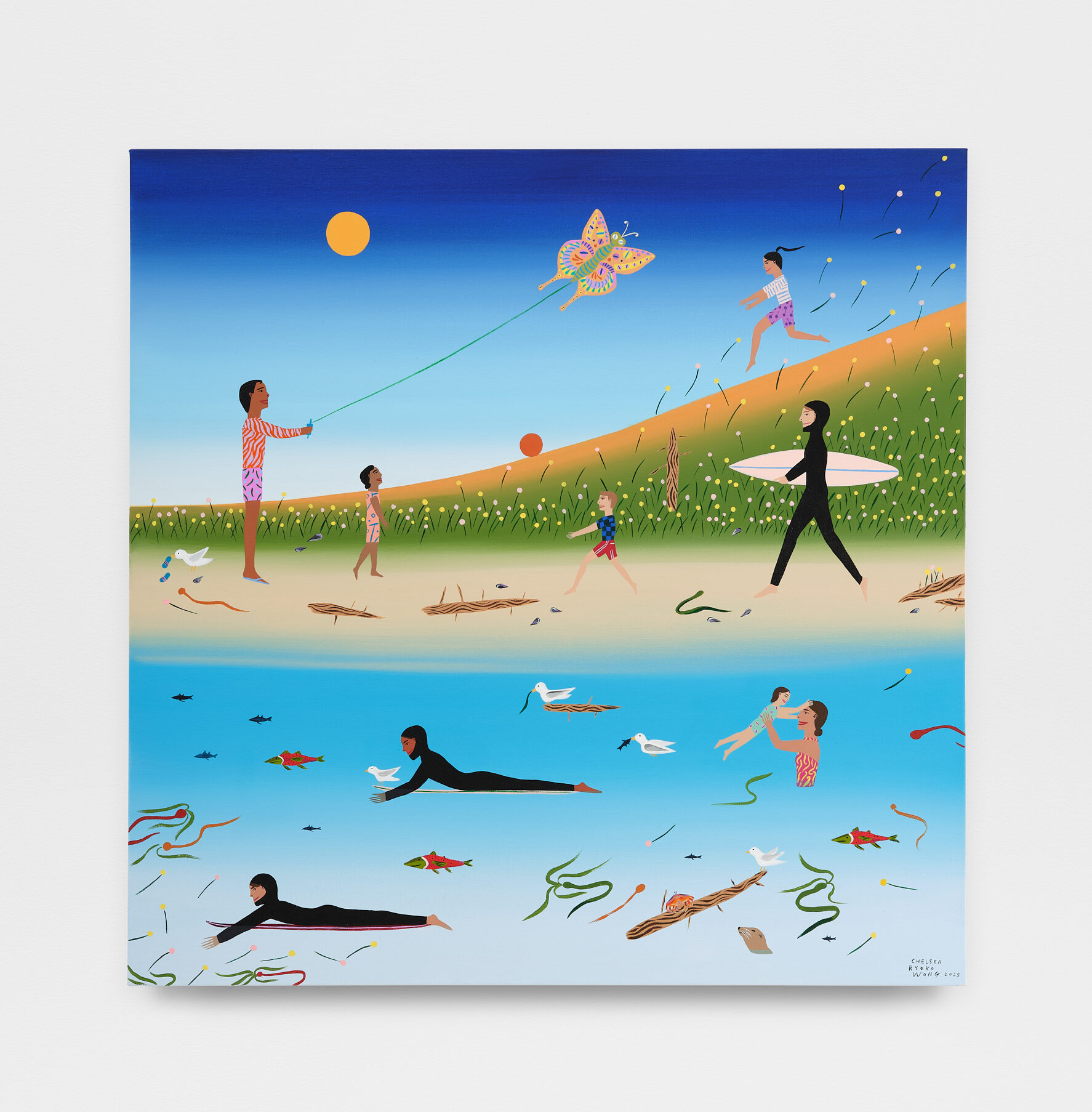 <p>Chelsea Ryoko Wong<br /> <em>Hitching a Ride</em>, 2025<br /> Acrylic on canvas<br /> 30 x 30 x 1 3/4 inches / 76.2 x 76.2 x 4.4 cm</p>
