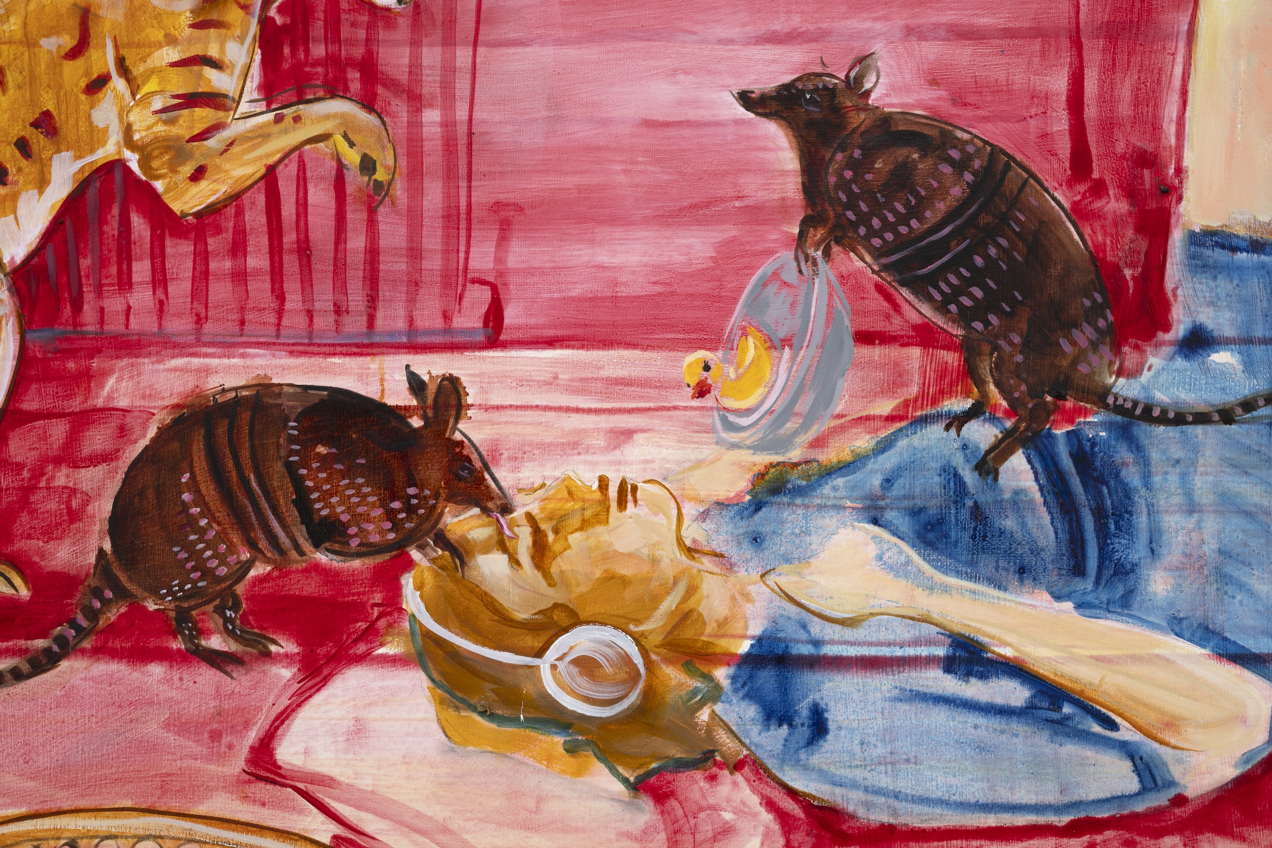 <p>Julie Buffalohead<br /> <em>Oblivious</em>, 2025<br />Detail View</p>
