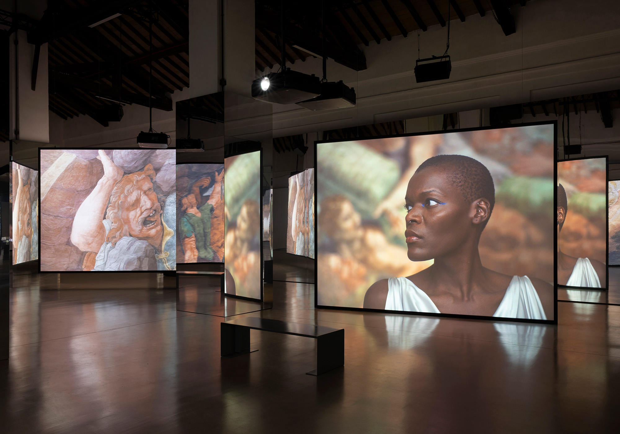 <p>Installation view<br /> <em>Isaac Julien: All That Changes You. Metamorphosis</em>, 2025<br /> Palazzo Te, Mantova, Italy<br /> Photo credit: Andrea Rossetti / Palazzo Te</p>
