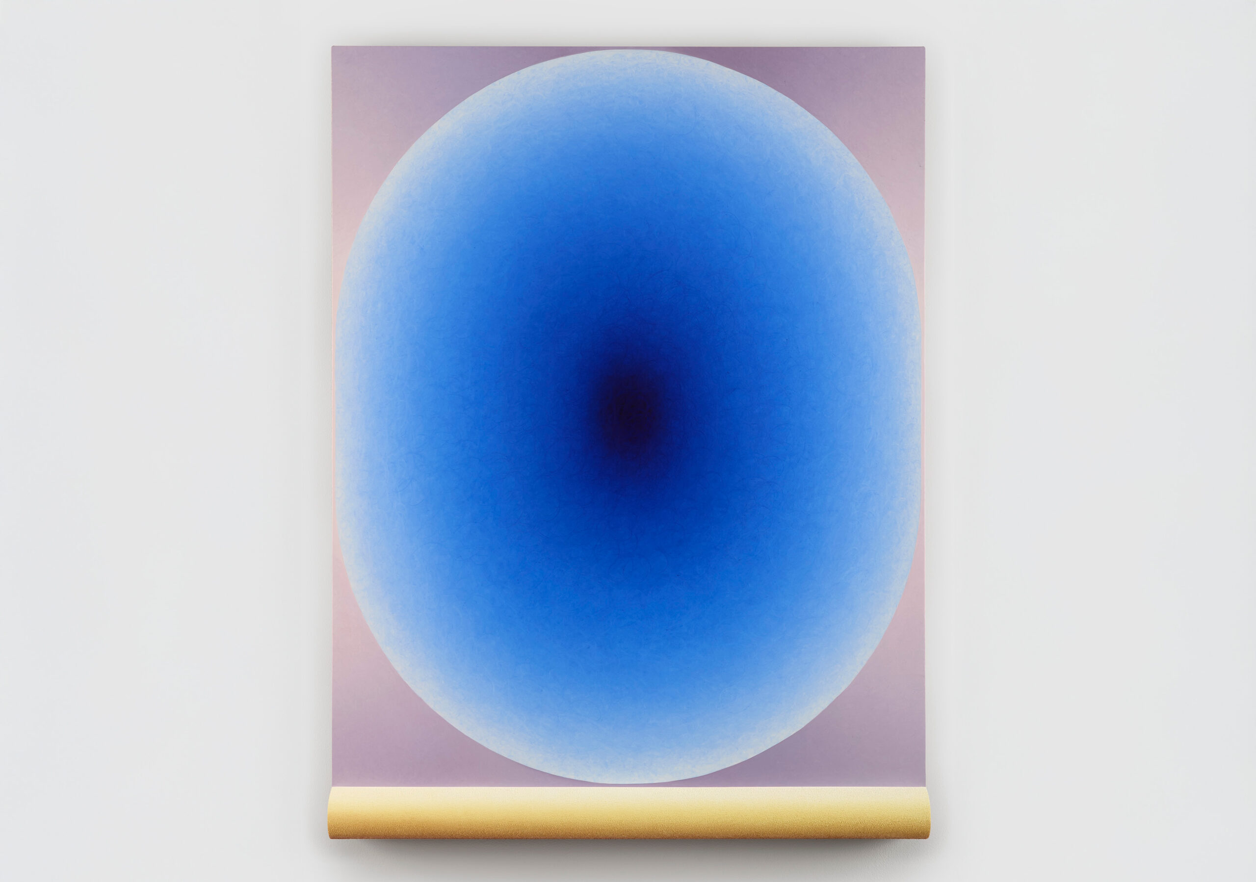 Loie Hollowell<br><em>Ultramarine Brain over Yellow Waters</em>, 2025<br>Oil paint, acrylic medium, and high-density foam on linen over panel<br>48 x 36 x 3 1/2 inches / 121.9 x 91.4 x 8.9 cm