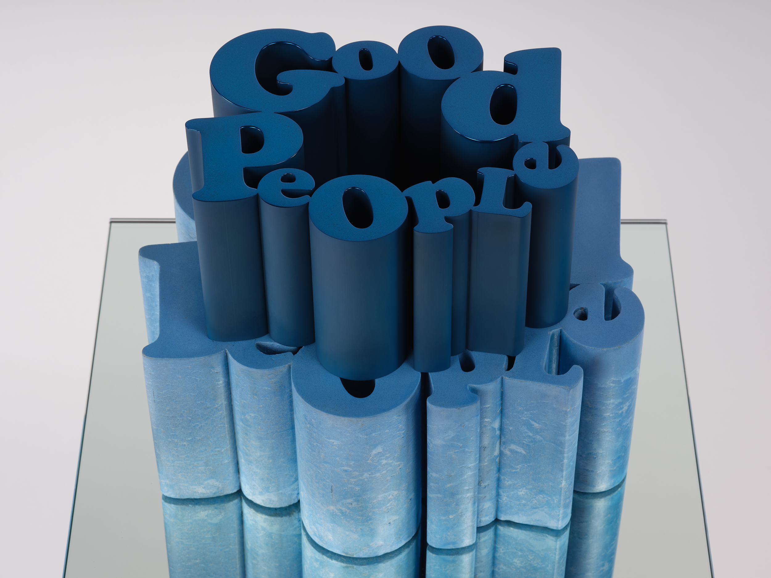 <p>Sadie Barnette<br /><em>People (blue)</em>, 2026<br />anodized aluminum and concrete<br />43 x 16 x 18 inches / 109.2 x 40.6 x 45.7 cm</p>
