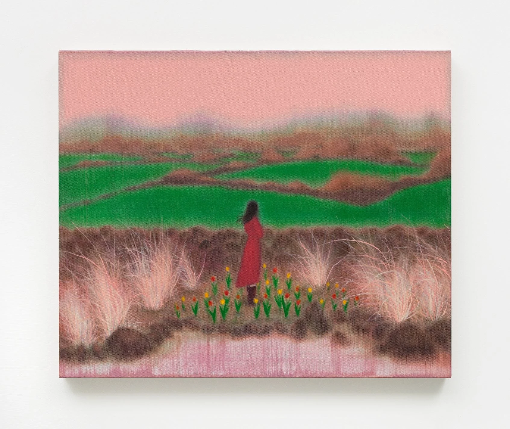 <p>Guimi You<br /><em>Stone, Wind, Woman</em>, 2025<br />Oil on linen<br />28 6/8 x 24 x 1 1/8 inches / 73 x 61 x 3 cm</p>
