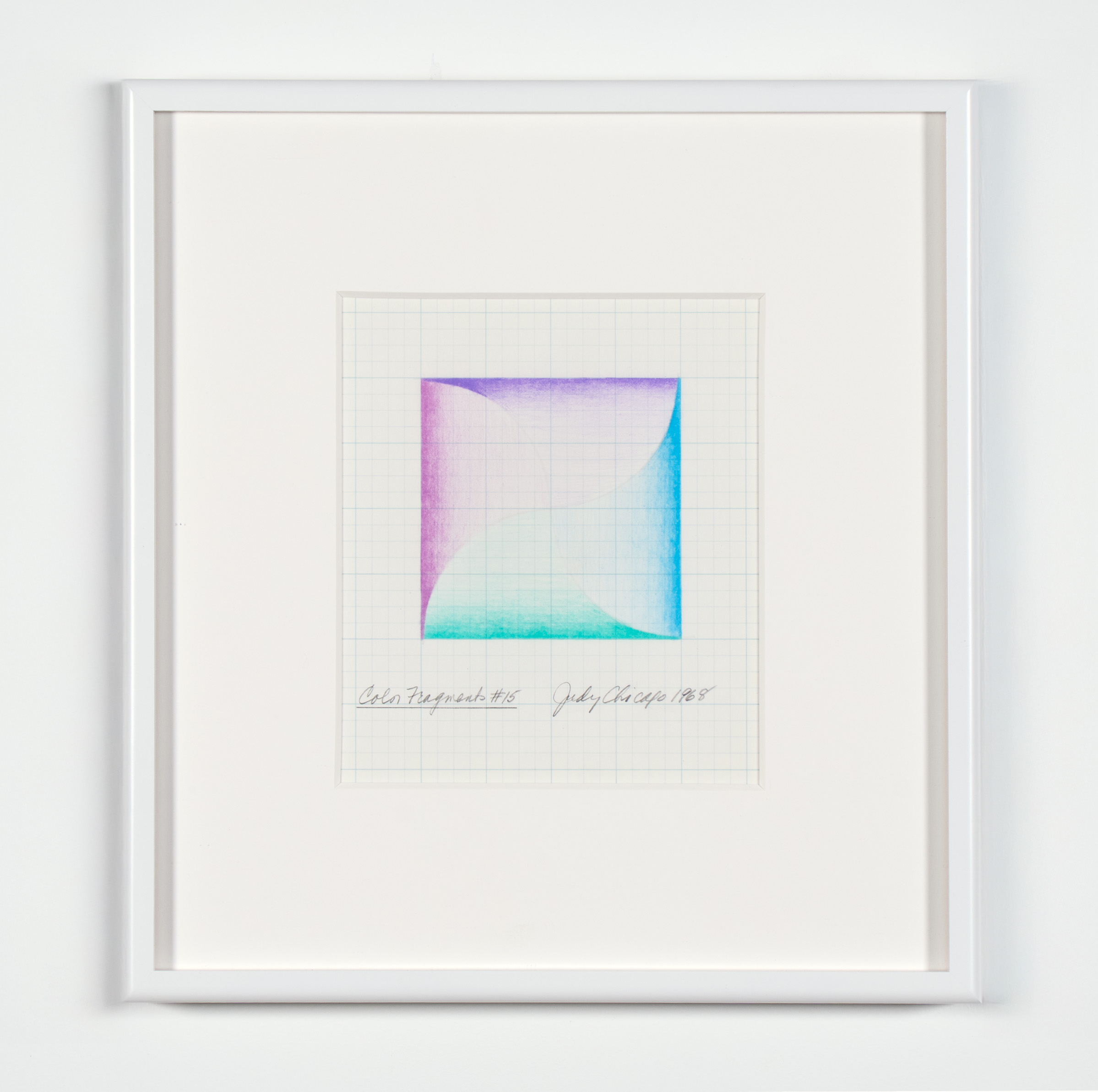 Judy Chicago<br><em>Color Fragments I</em>, 1968<br>Prismacolor on tracing paper<br>Frame (Each): 14 x 13 x 1 1/2 inches / 35.6 x 33 x 3.8 cm