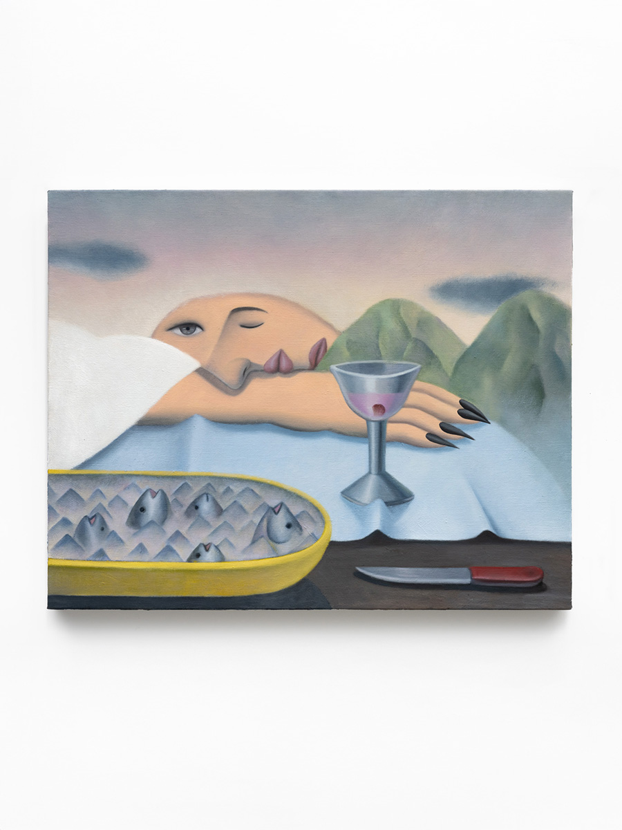 GaHee Park<br><em>Memory of a Table</em>, 2026<br>Oil on canvas<br>25 x 30 x 1 5/8 inches / 63.5 x 76.2 x 4.1 cm