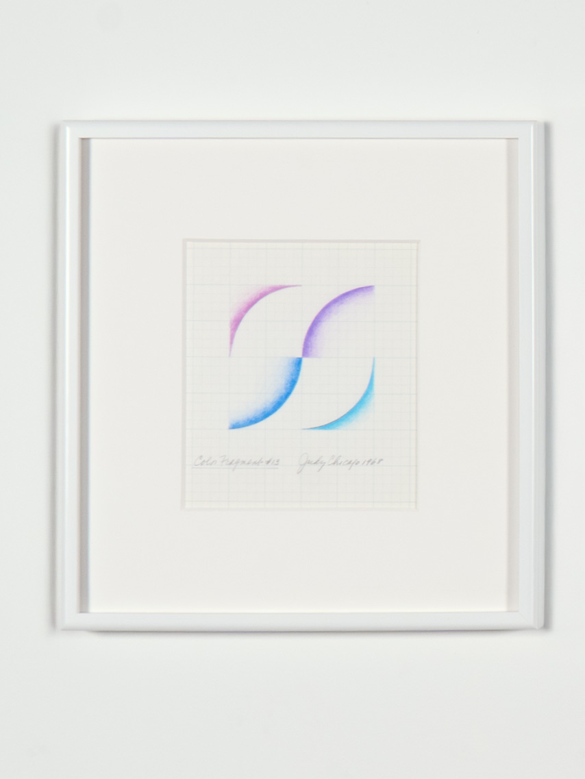 Judy Chicago<br><em>Color Fragments 13</em>, 1968<br>Prismacolor on tracing paper<br>14 x 13 x 1 1/2 inches / 35.6 x 33 x 3.8 cm