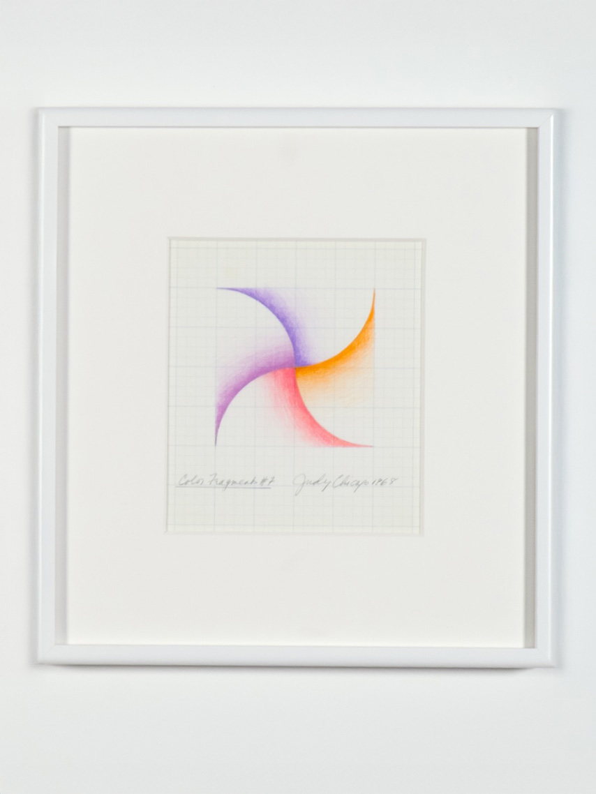 Judy Chicago<br><em>Color Fragments 7</em>, 1968<br>Prismacolor on tracing paper<br>14 x 13 x 1 1/2 inches / 35.6 x 33 x 3.8 cm