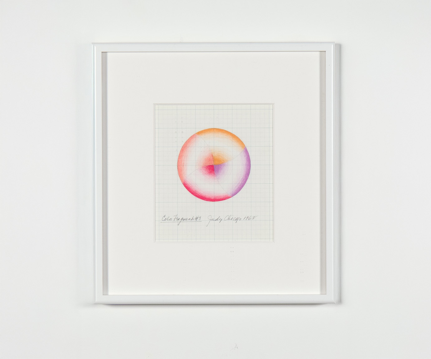 Judy Chicago<br><em>Color Fragments 3</em>, 1968<br>Prismacolor on tracing paper<br>14 x 13 x 1 1/2 inches / 35.6 x 33 x 3.8 cm