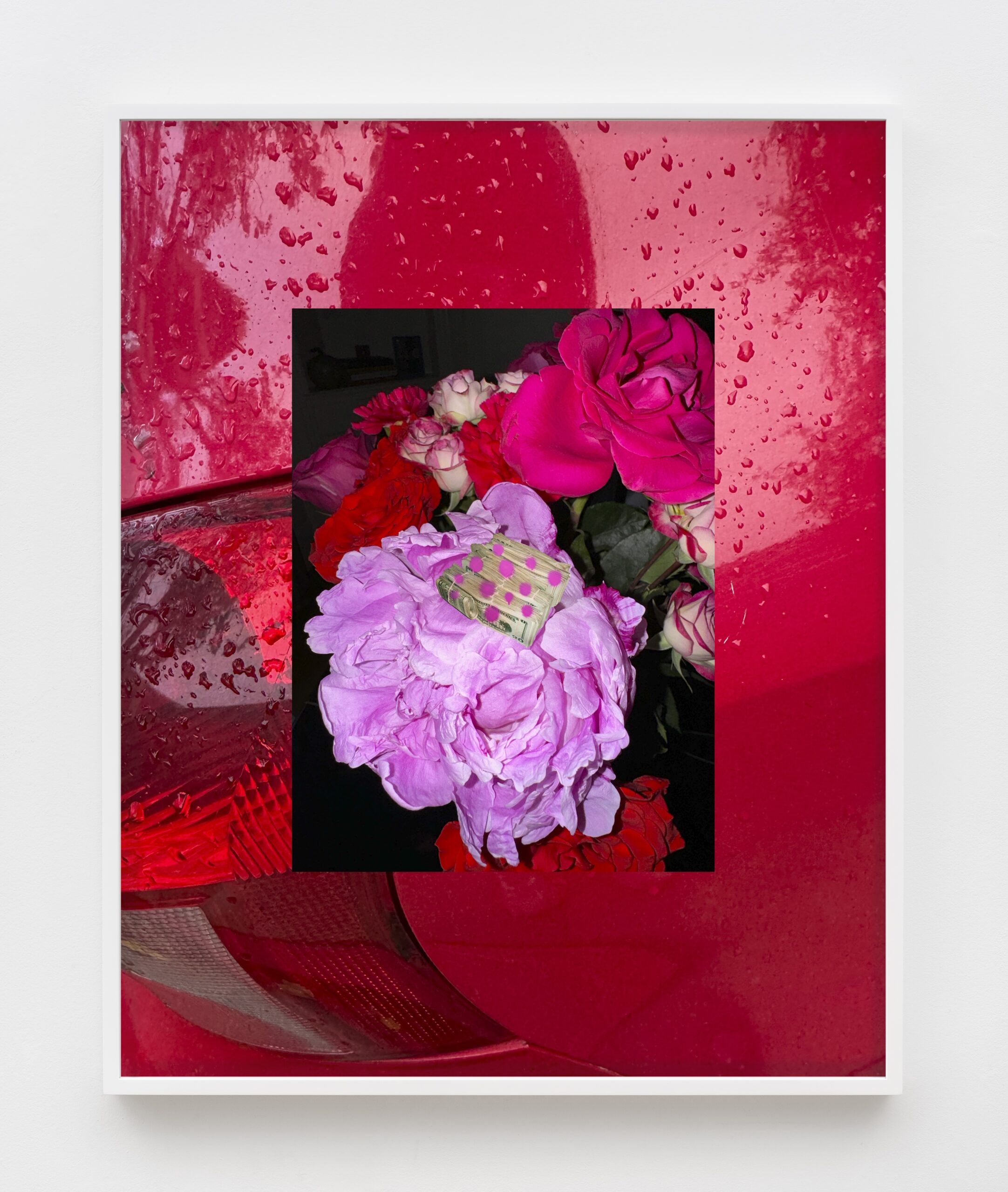 Sadie Barnette<br><em>Cherry Red</em>, 2026<br>Archival pigment print<br>46 1/8 x 37 1/8 x 2 inches / 117.2 x 94.3 x 5.1 cm<br>Edition of 5 plus 1 artist's proof (#2/5)