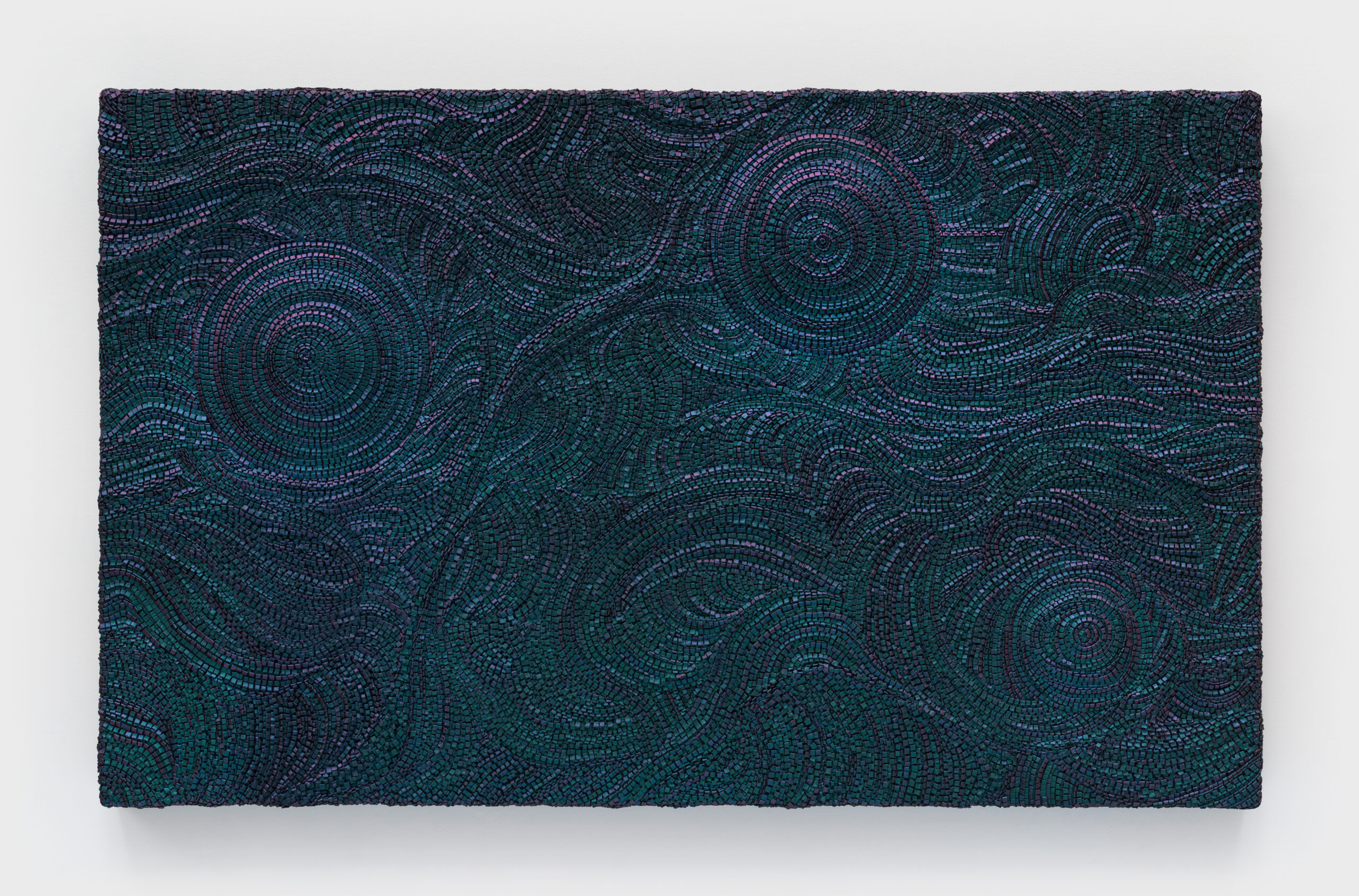 Pae White<br><em>Sashay</em>, 2025<br>Automotive paint and paperclay on wood panel<br>55 x 89 x 5 1/2 inches / 139.7 x 226.1 x 14 cm