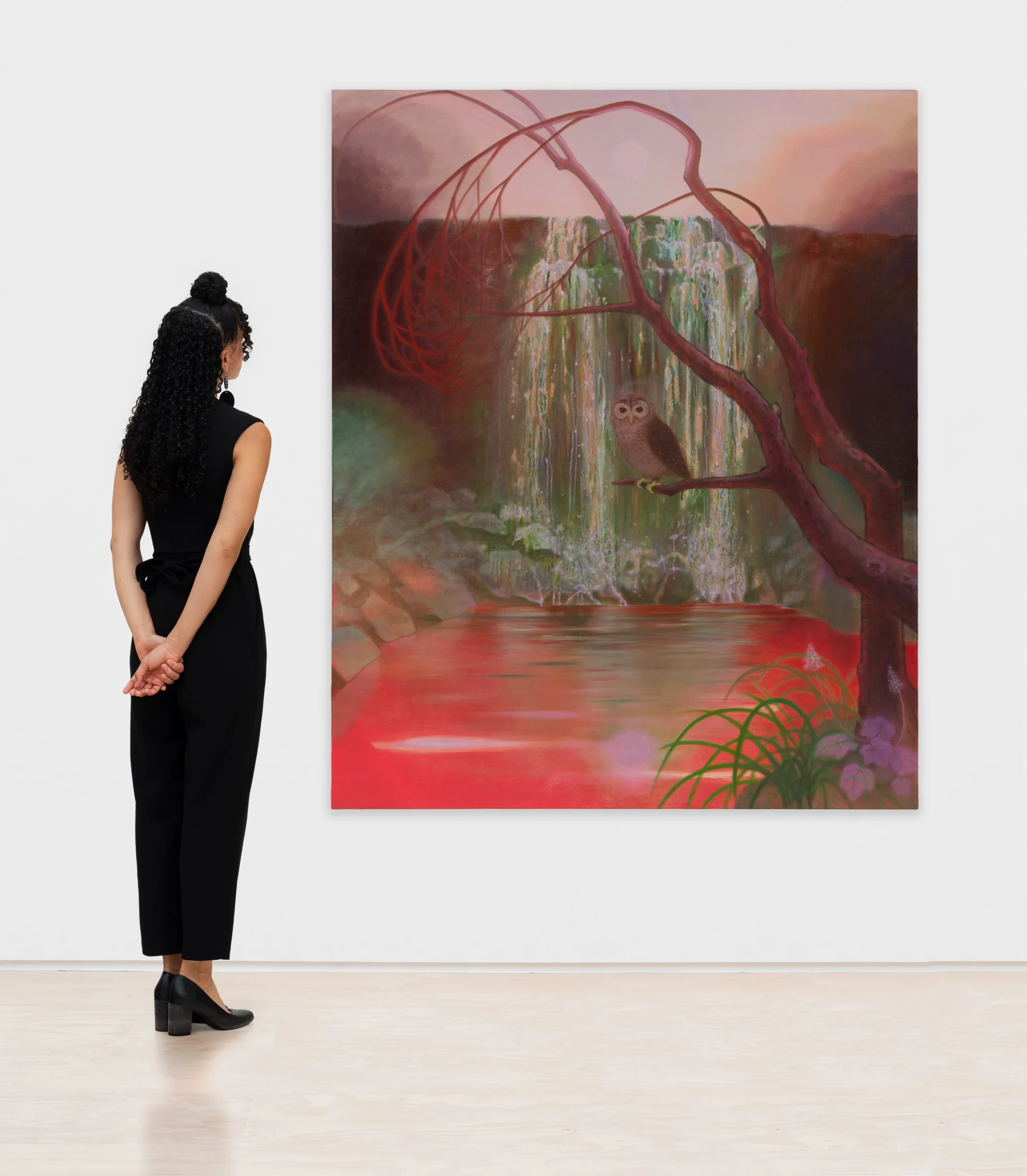 <p>Guimi You<br /><em>Moonlight Falls</em>, 2025<br />Oil on linen<br />80 x 65 x 1 1/8 inches / 203.2 x 165.1 x 2.9 cm</p>
