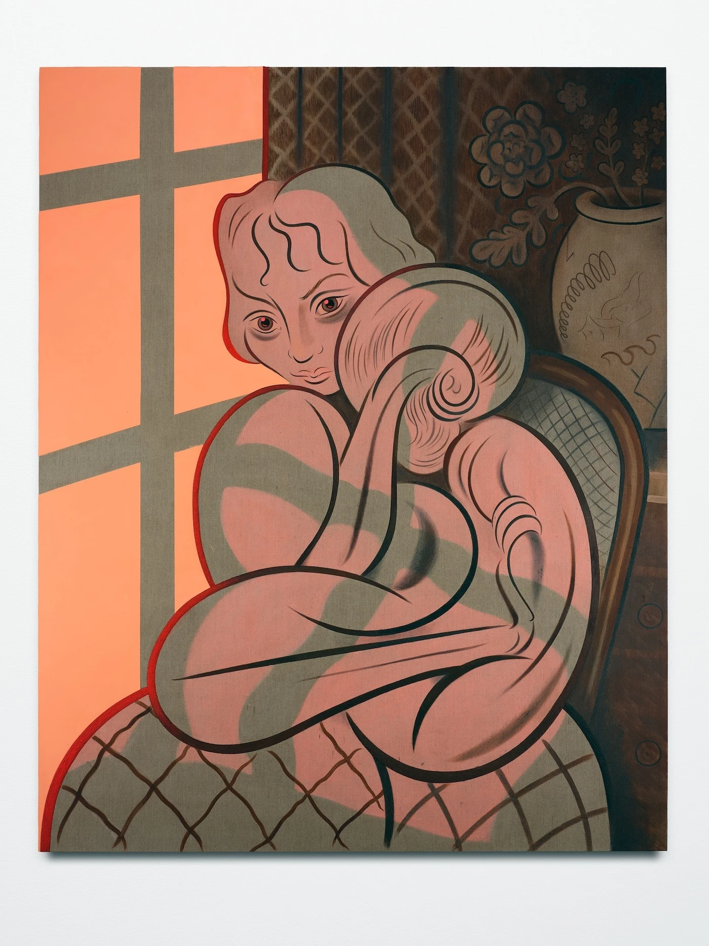 <p>Koak<br /><em>California</em>, 2021<br />Signed and dated on verso<br />Flashe, acrylic, graphite, pigment, and chalk on linen mounted to panel<br />77 1/2 x 62 inches / 196.8 x 157.5 cm</p>
