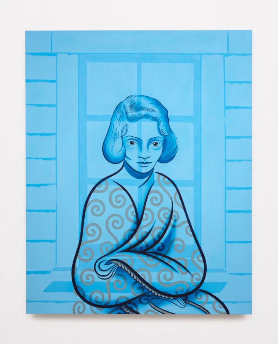 <p>Koak<br /><em>Nancy in Blue</em>, 2024<br />Flashe on linen<br />74 x 59 inches / 188 x 149.9 cm</p>
