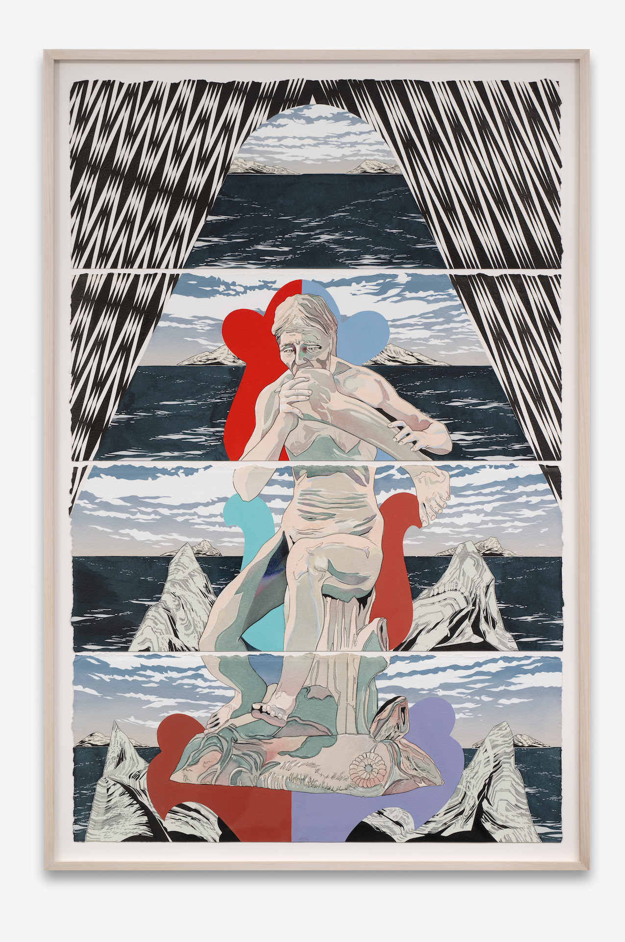 <p>Andrea Carlson<br /><em>THE OGRESS</em>, 2026<br />Sumi ink, oil, color pencil, ink, gouache, and spray varnish on paper<br />50 1/8 x 33 1/4 x 2 inches / 127.3 x 84.5 x 5.1 cm<br />Assembled suite of four</p>
