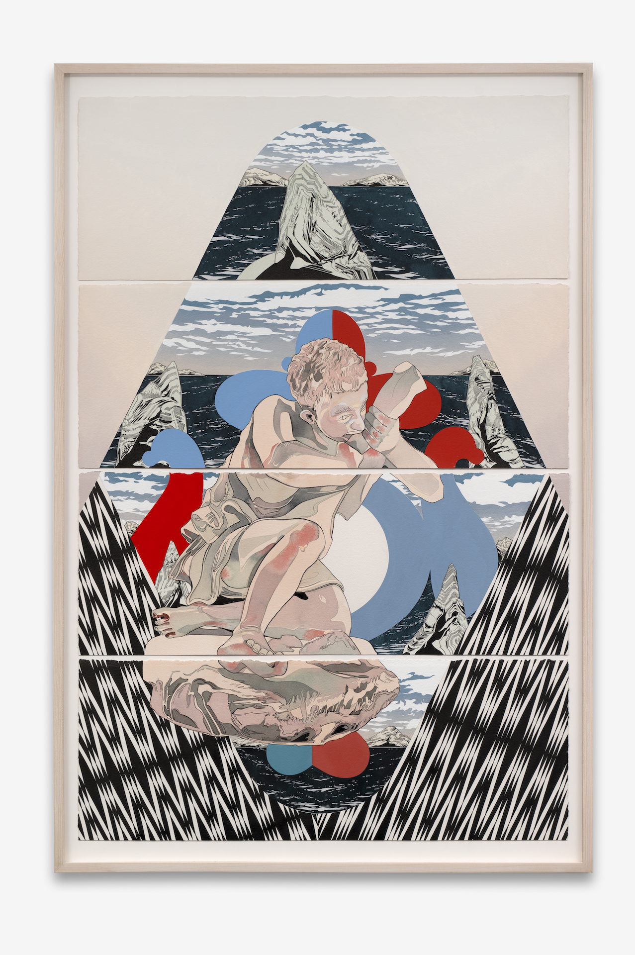 <p>Andrea Carlson<br /><em>CANNIBAL BOY</em>, 2026<br />Sumi ink, oil, color pencil, ink, gouache, and spray varnish on paper<br />50 1/8 x 33 1/4 x 2 inches / 127.3 x 84.5 x 5.1 cm<br />Assembled suite of four</p>
