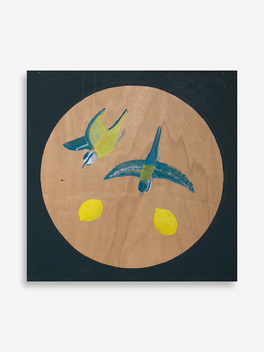 Atsushi Kaga<br><em>The Hours of Flight - Great Tits</em>, 2025<br>Acrylic on board<br>17 7/8 x 17 7/8 x 3/4 inches / 45.5 x 45.5 x 2 cm