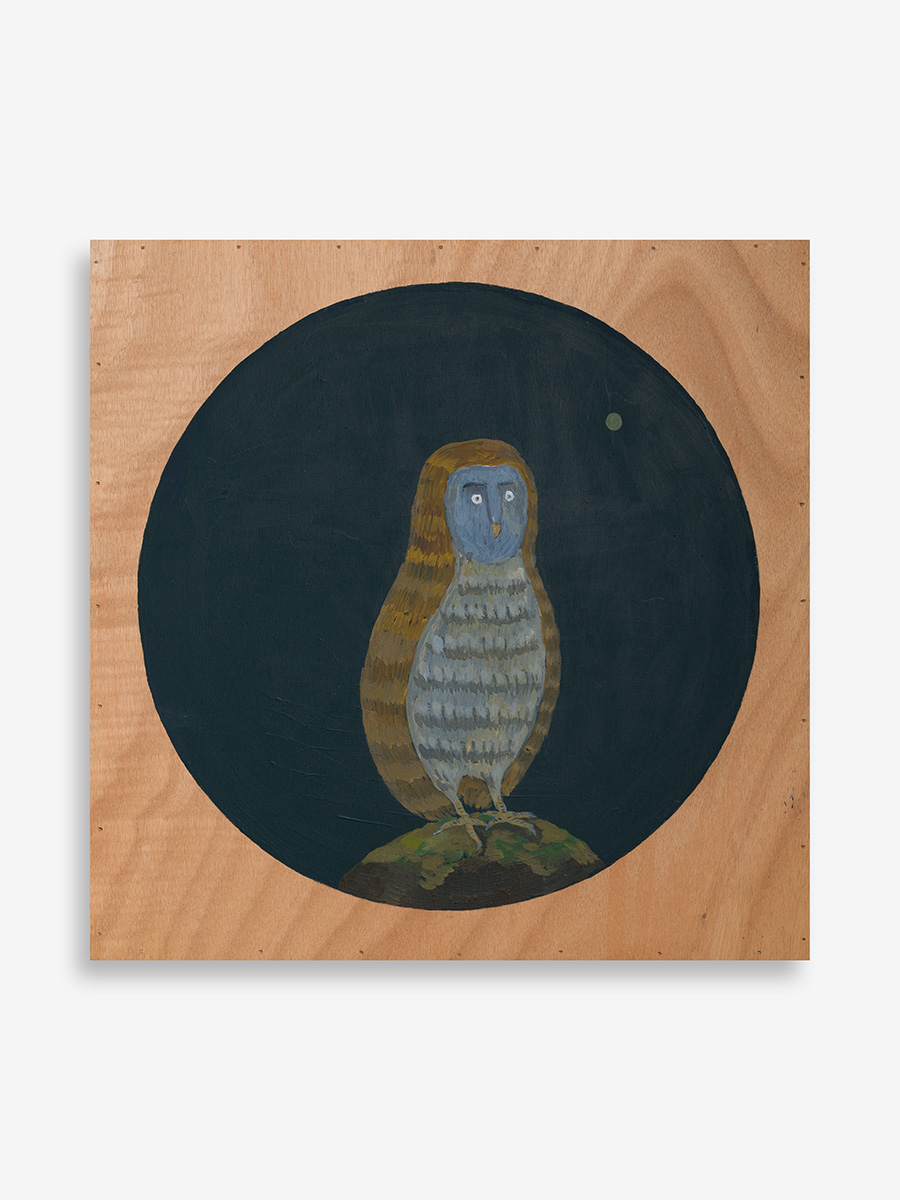 Atsushi Kaga<br><em>The Hours of Flight - Barn Owl</em>, 2025<br>Acrylic on board<br>17 7/8 x 17 7/8 x 3/4 inches / 45.5 x 45.5 x 2 cm
