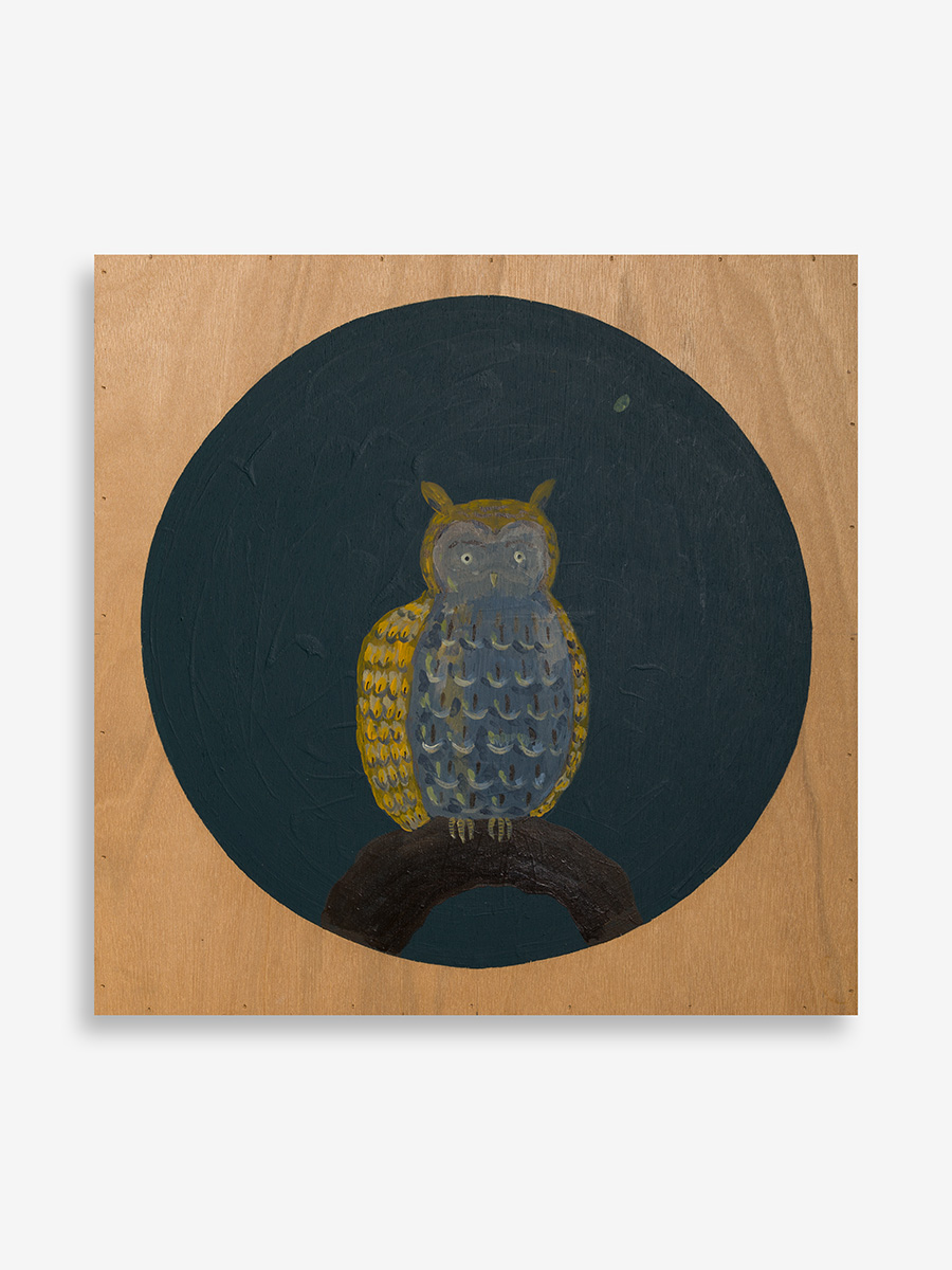 Atsushi Kaga<br><em>The Hours of Flight - Great Horned Owl II</em>, 2025<br>Acrylic on board<br>17 7/8 x 17 7/8 x 3/4 inches / 45.5 x 45.5 x 2 cm