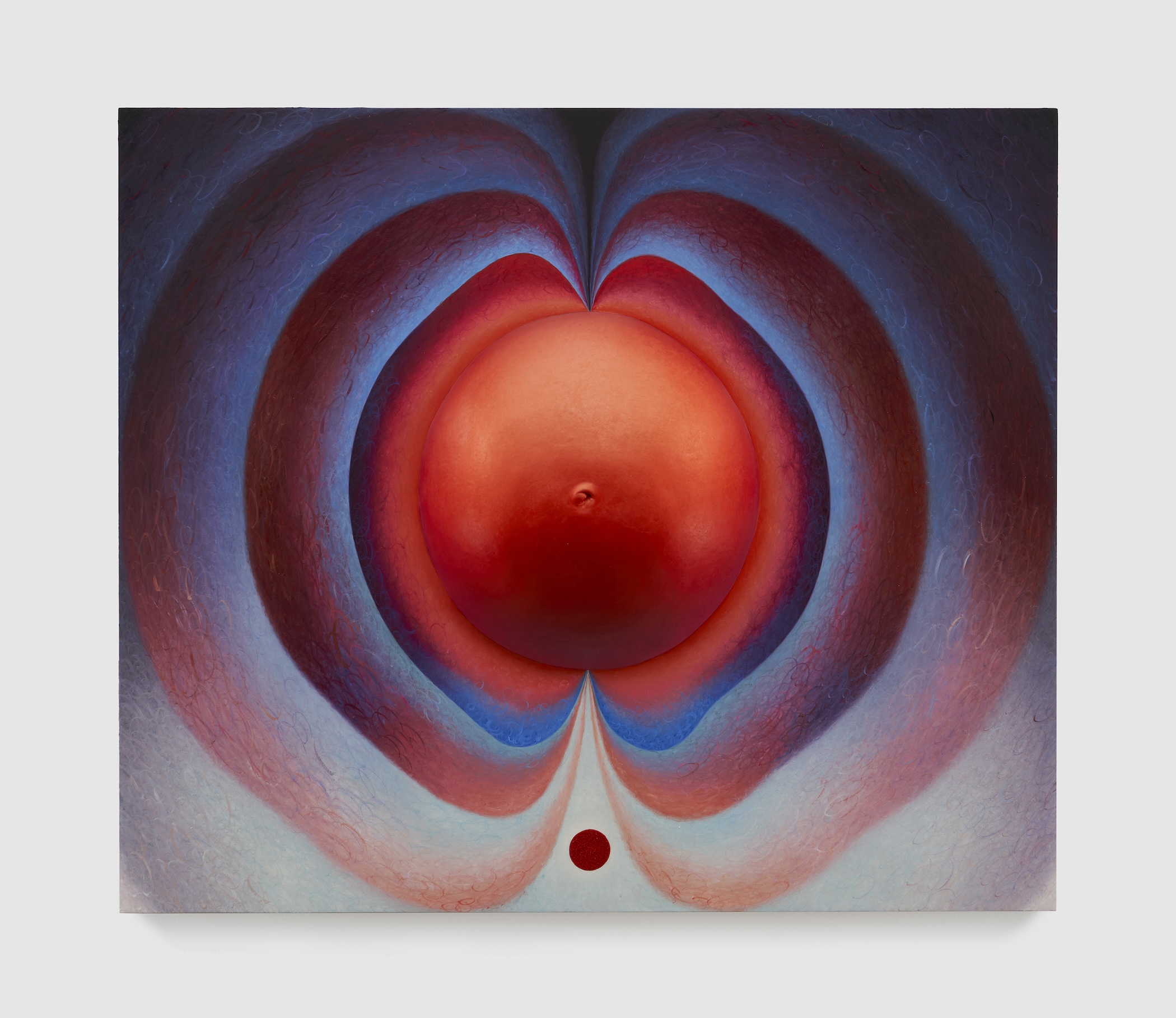 Loie Hollowell<br><em>Three Centimeters Dilated</em>, 2023<br>Oil, acrylic medium, aqua resin and epoxy resin on linen over panel<br>45 x 52 1/2 x 8 inches / 114.3 x 133.3 x 20.3 cm