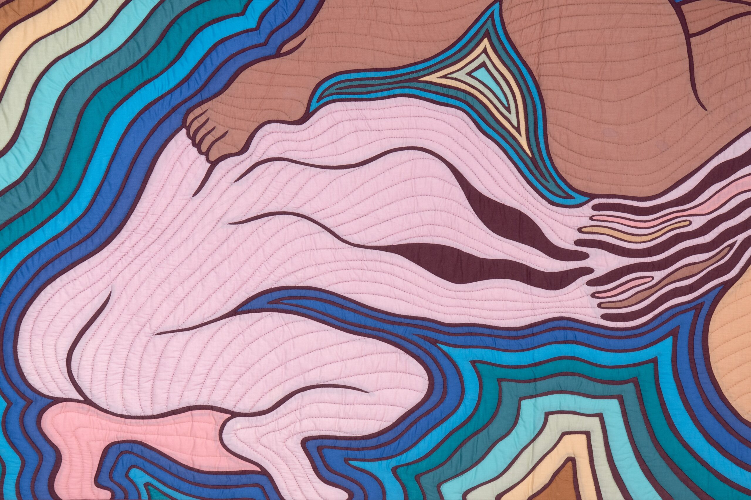 <p>Judy Chicago<br /><em>Birth Trinity Quilt 1</em>, 1983<br />Detail view</p>
