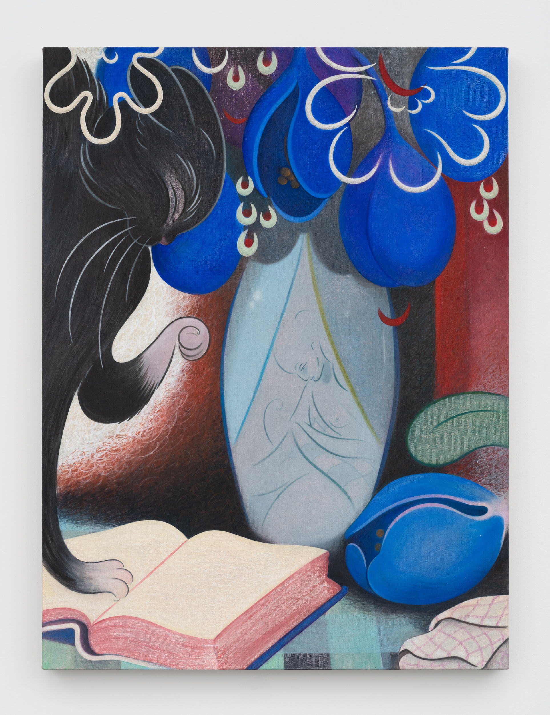 <p>Koak<br /><em>Open Book / Pressed Flowers</em>, 2026<br />Flashe, acrylic, chalk from Seven Sisters, pencil shavings, graphite, pastel, charcoal paint, and casein on linen<br />40 × 30 × 2 inches / 101.6 × 76.2 × 5.1 cm</p>
